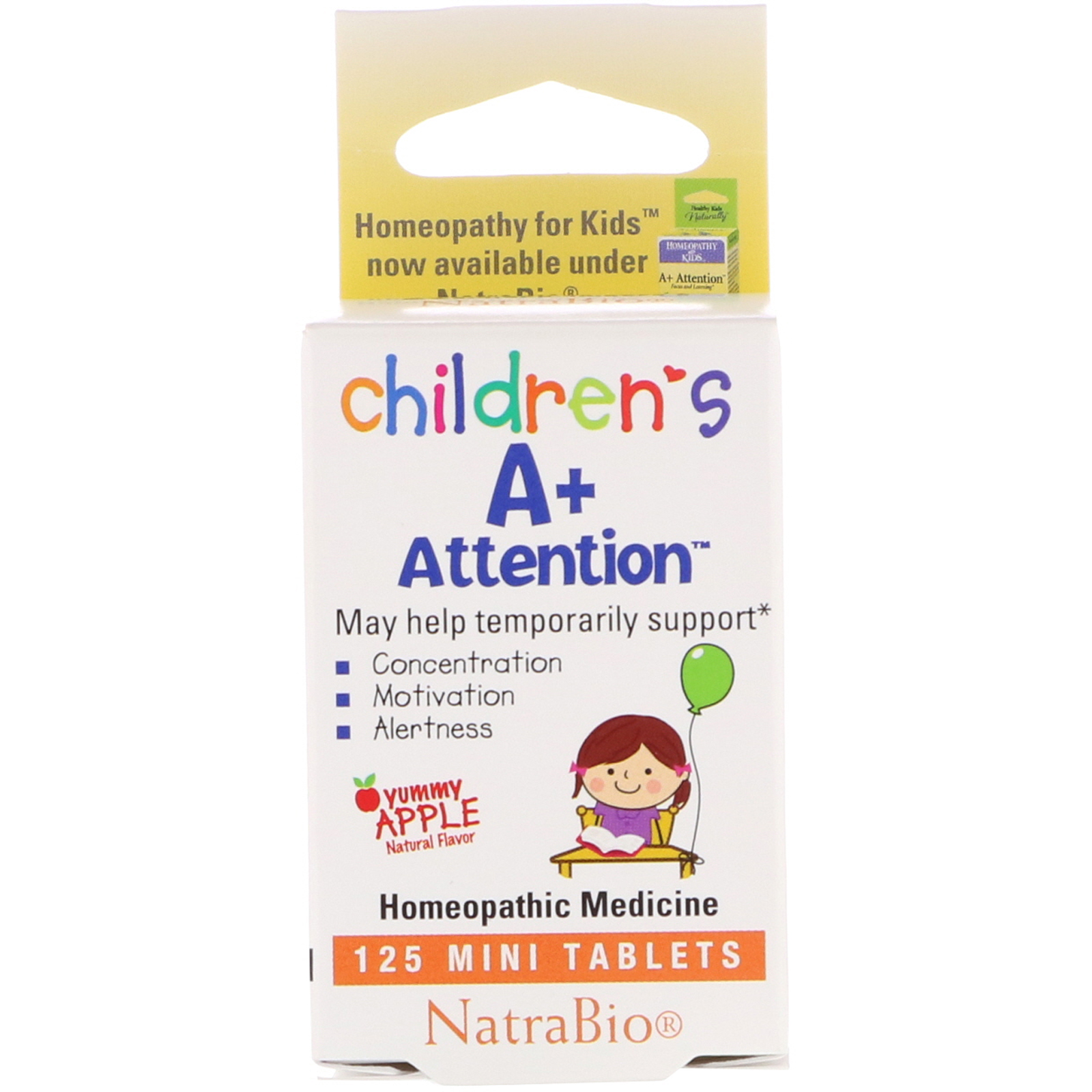 Comprar NatraBio, Children's A+ Attention, 125 Mini Tablets