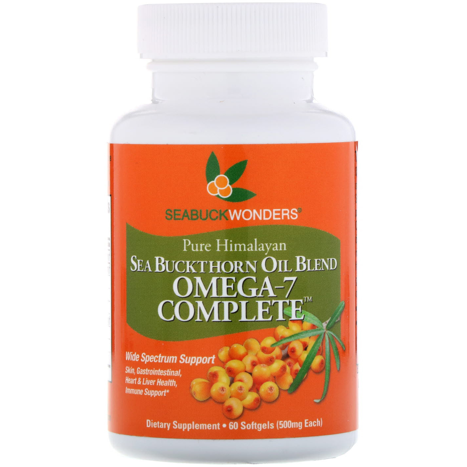 Comprar SeaBuckWonders, Omega-7 Complete, Sea Buckthorn Oil Blend, 500 mg, 60 Cápsulas Softgel