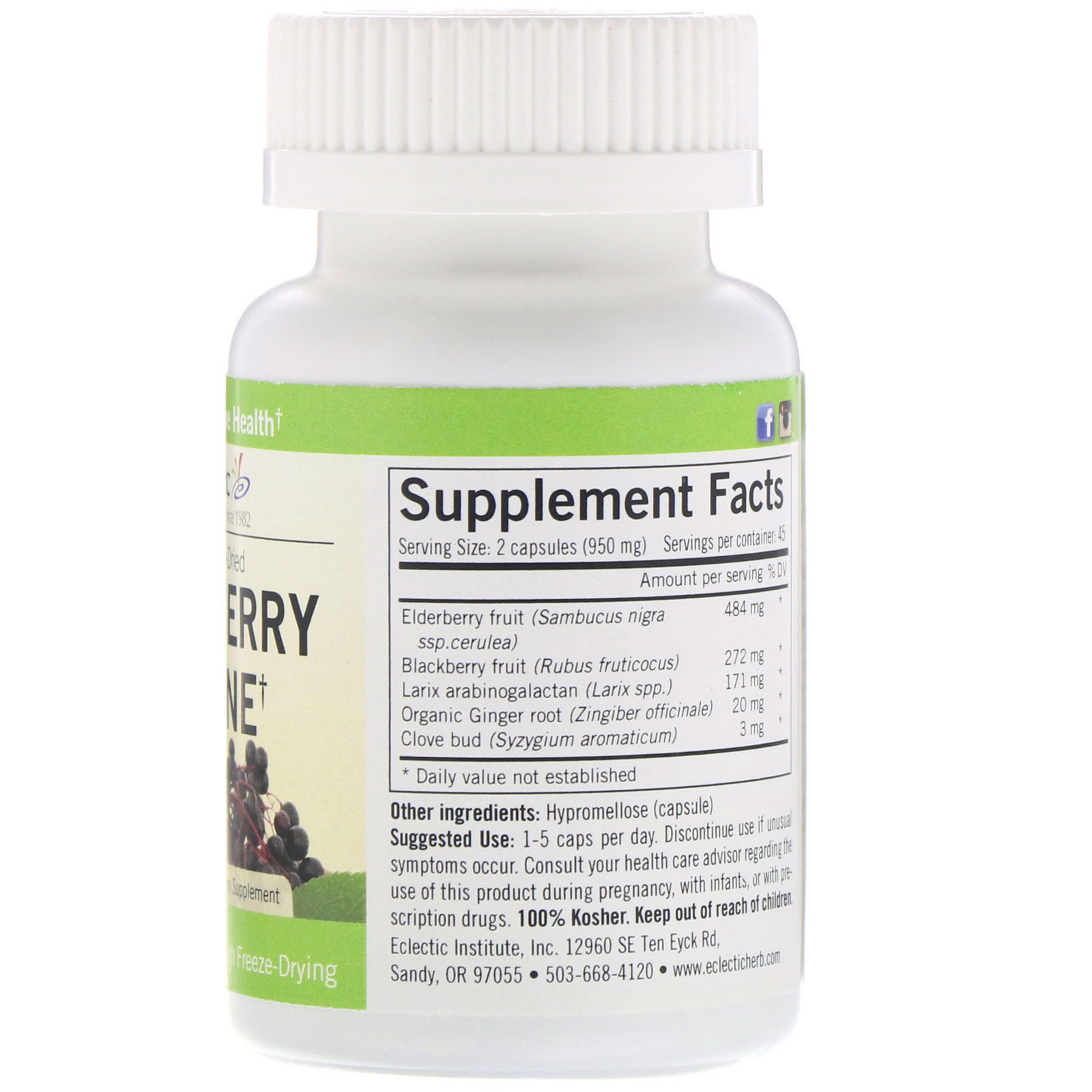 Comprar Eclectic Institute, Elderberry Immune, 475 mg, 90 Cápsulas - Imagem 2