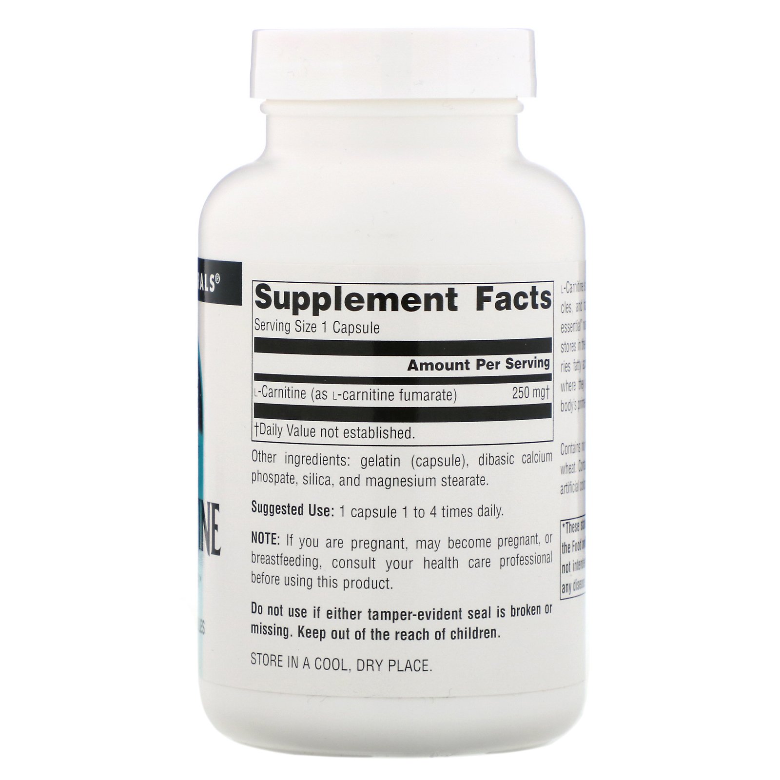Comprar Source Naturals, L-carnitina, 250 mg, 120 Cápsulas - Imagem 2