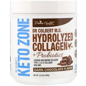 Comprar Divine Health, Dr. Colbert's Keto Zone, Hydrolyzed Collagen, Dark Chocolate, 22.22 oz (630 g)