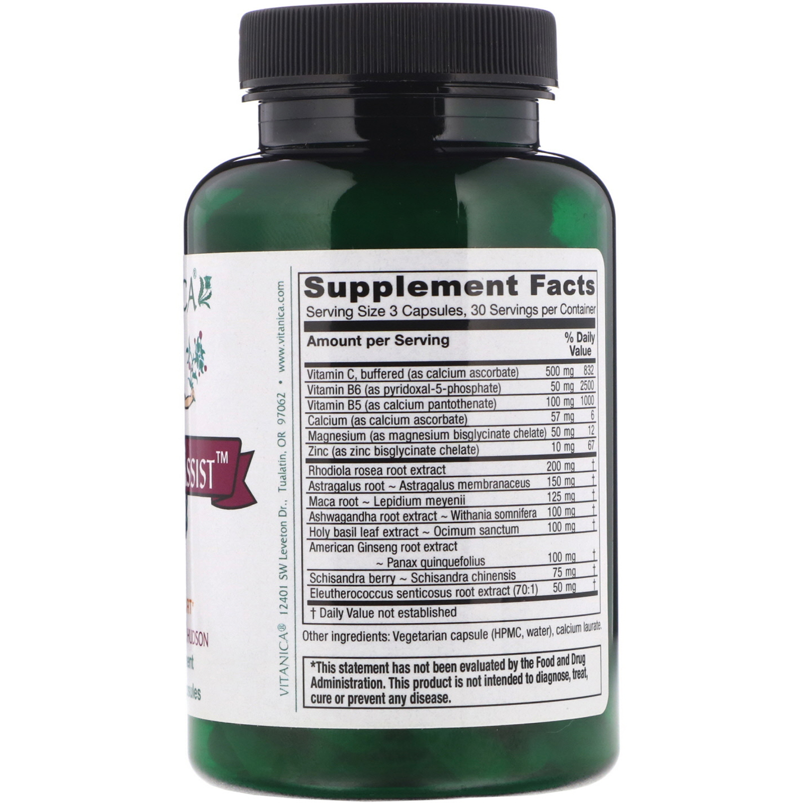Comprar Vitanica, Assistência Adrenal, Auxílio Adrenal, 90 Cápsulas Vegetarianas - Imagem 2