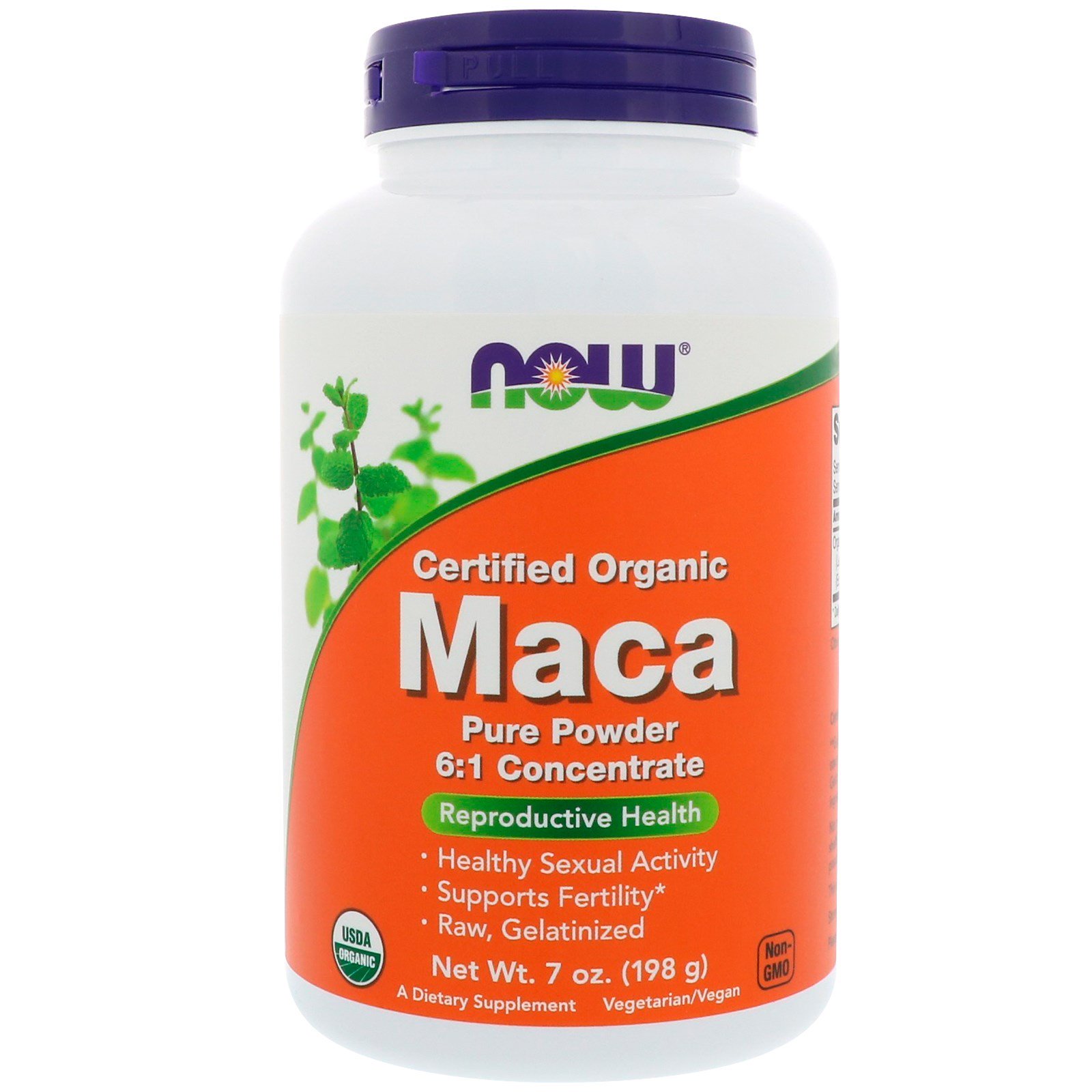 Comprar Now Foods, Maca Orgânica Certificada, Pó Puro, 7 onças (198 g)