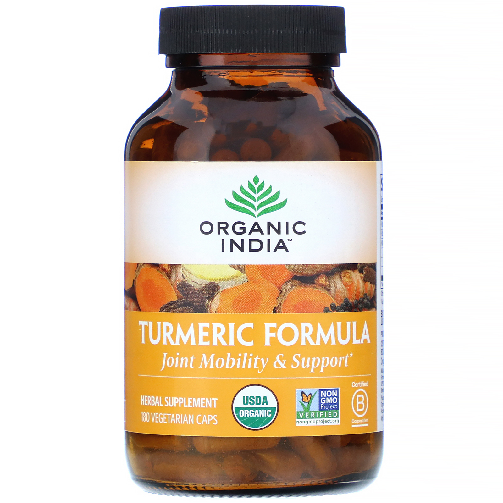 Comprar Organic India, Fórmula de Cúrcuma, Mobilidade e Auxílio das Articulações, 180 Cápsulas Vegetais