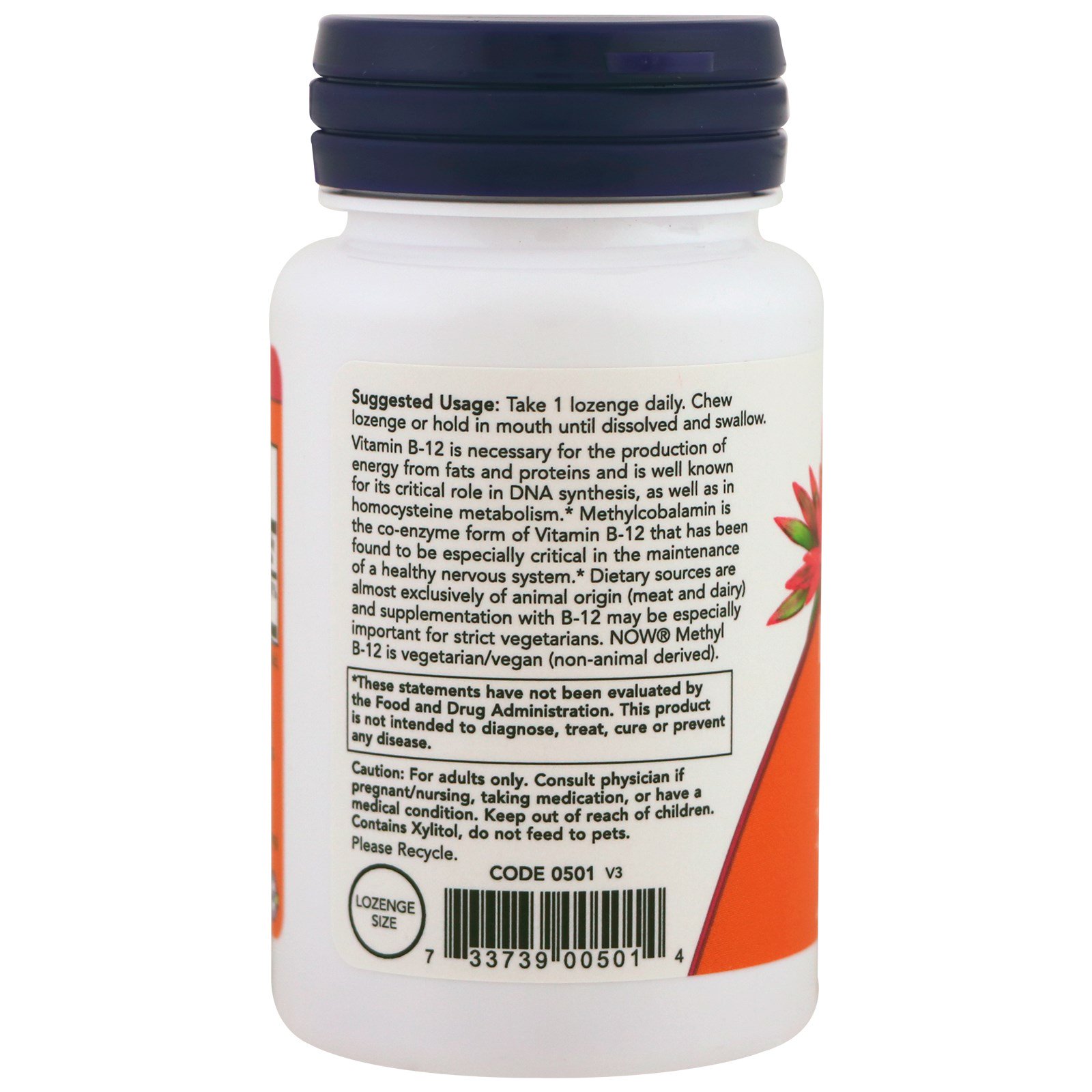 Comprar Now Foods, Metil B-12, Extraforte, 10.000 mcg, 60 Pastilhas - Imagem 3