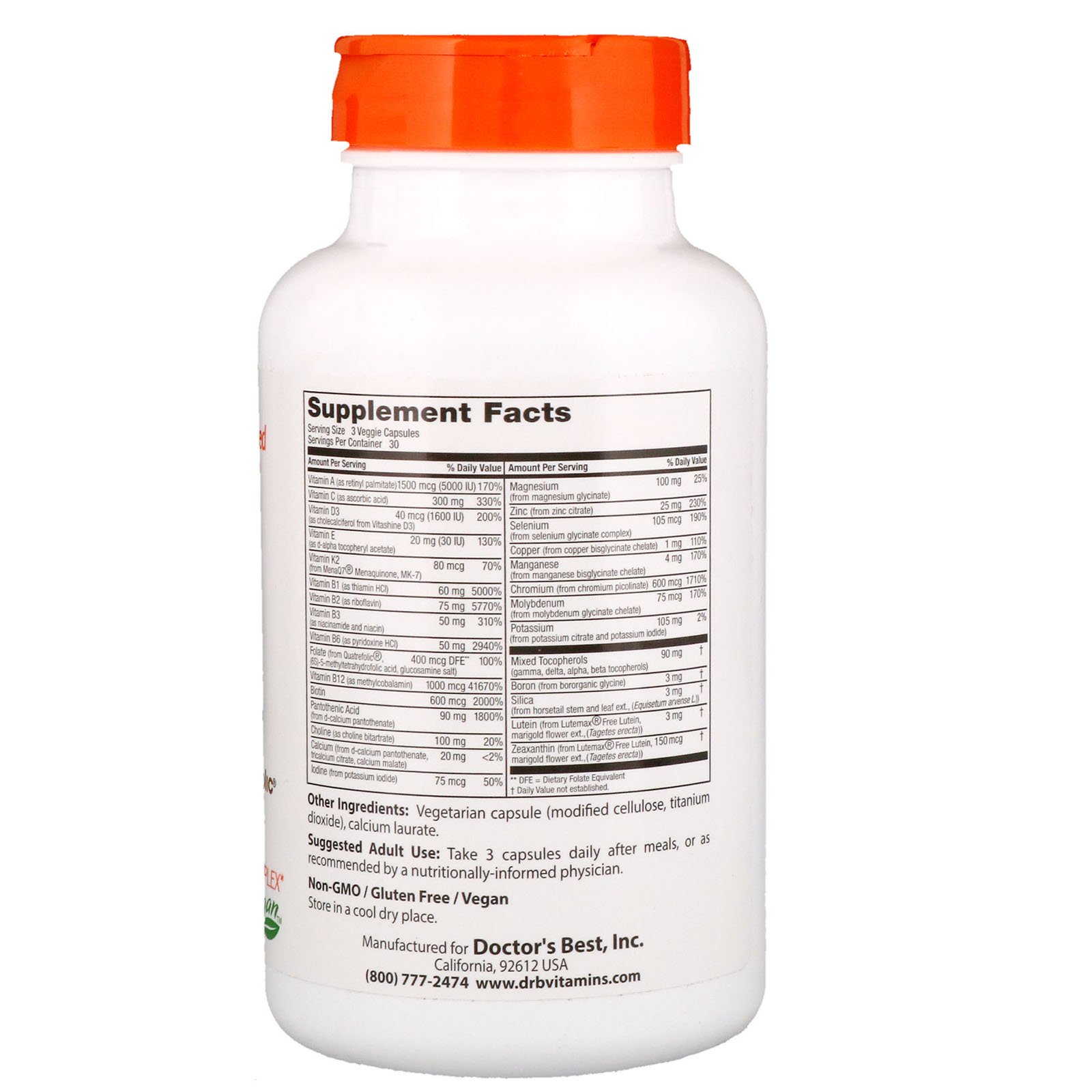 Comprar Doctor's Best, Multi-Vitamin with Vitashine D3 and Quatrefolic, 90 Veggie Capsules - Imagem 2
