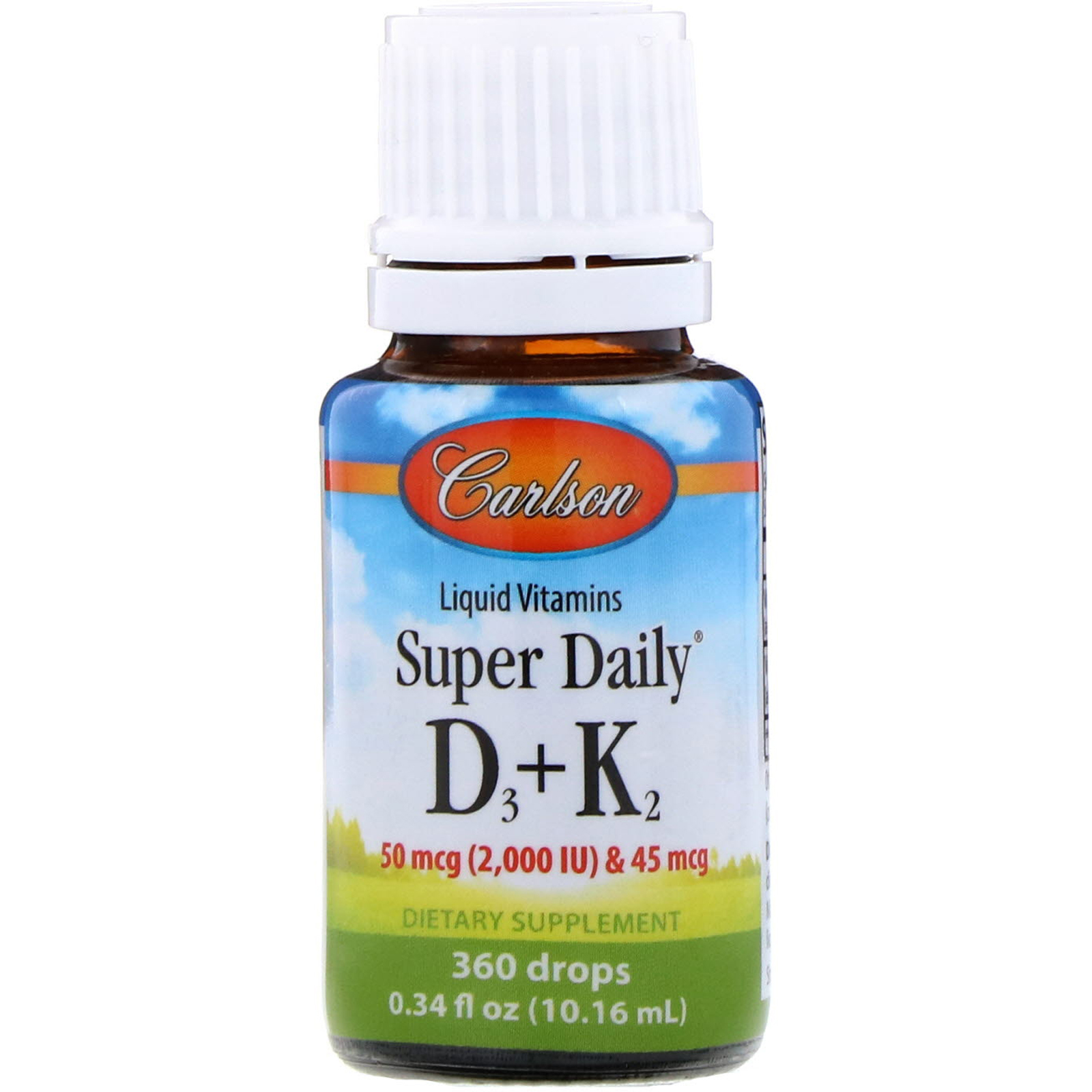 Comprar Carlson Labs, Vitaminas Líquidas, Super D3+K2 Diário, 50 mcg, 0,34 fl oz (10,16 ml) - Imagem 3