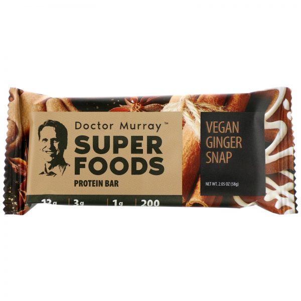 Comprar Dr. Murray's, Superfoods Protein Bars, Vegan Ginger Snap, 12 Bars, 2.05 oz (58 g) Each - Imagem 4