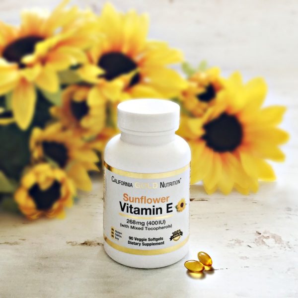 Comprar California Gold Nutrition, Vitamina E de Girassol, com Mistura de Tocoferóis, 400 UI, 90 Cápsulas de Softgel de Origem Vegetal - Imagem 4