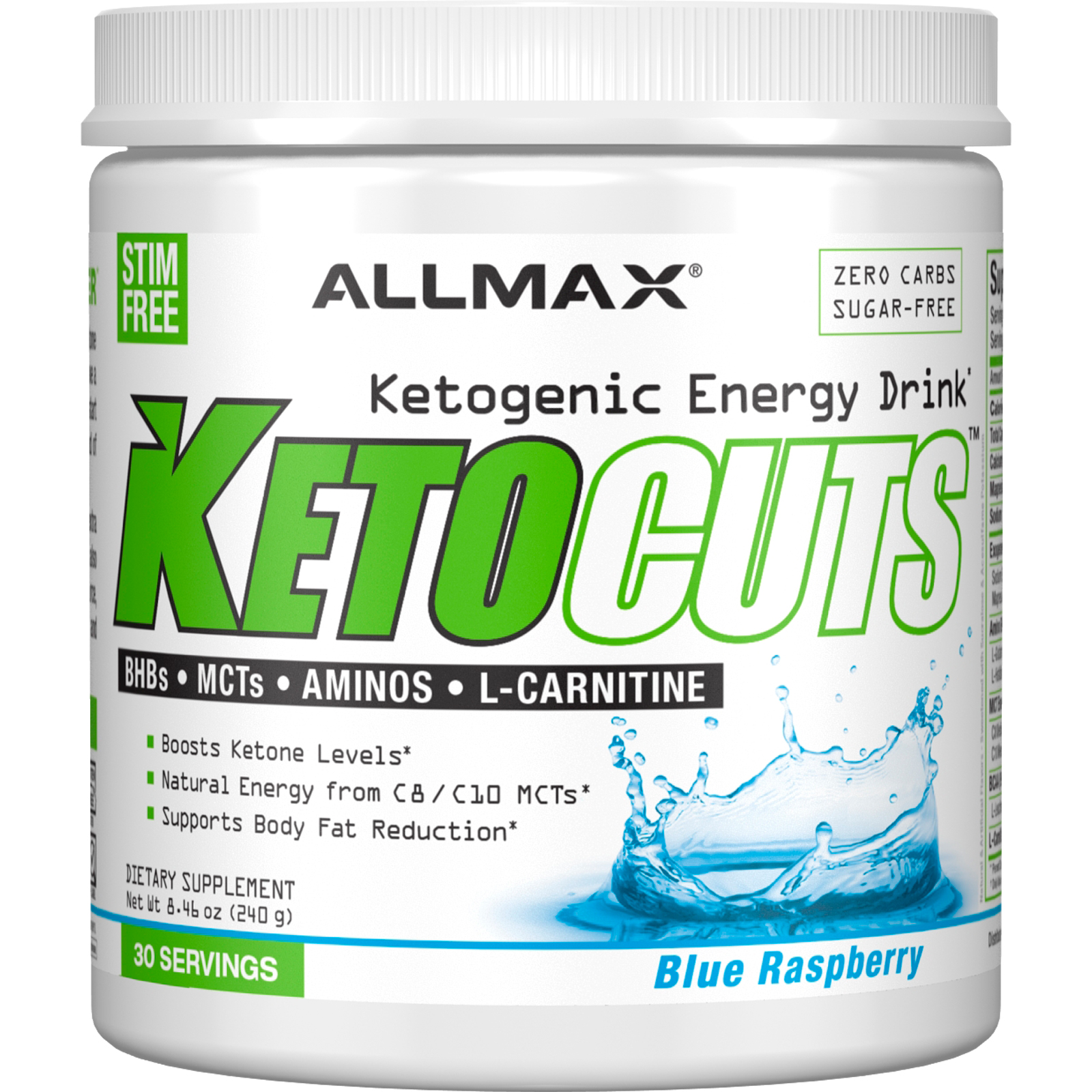 Comprar ALLMAX Nutrition, KetoCuts, Bebida de Energia Cetogênica, Framboesa Azul, 240 g