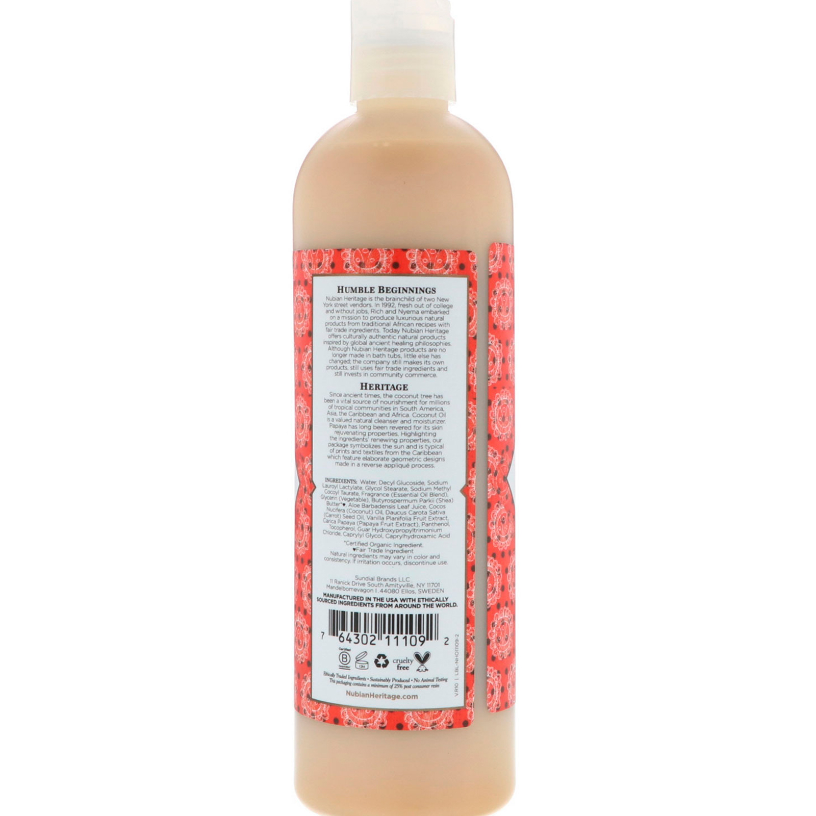 Comprar Nubian Heritage, Sabonete Corporal, Coco e Mamão, frasco de 13 oz (384 ml) - Imagem 2