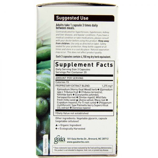 Comprar Gaia Herbs, Libido Masculino - Sistema de Suporte - 60 Cápsulas Vegetarianas - Imagem 4