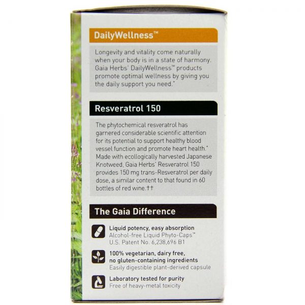 Comprar Gaia Herbs, Resveratrol 150 - 50 Fito-Cápsulas Vegetarianas - Imagem 4