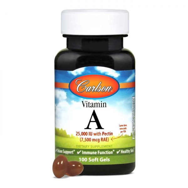 Comprar Carlson Labs, Vitamina A 25,000 IU Com Pectina - 100 Cápsulas em Gel - Imagem 5