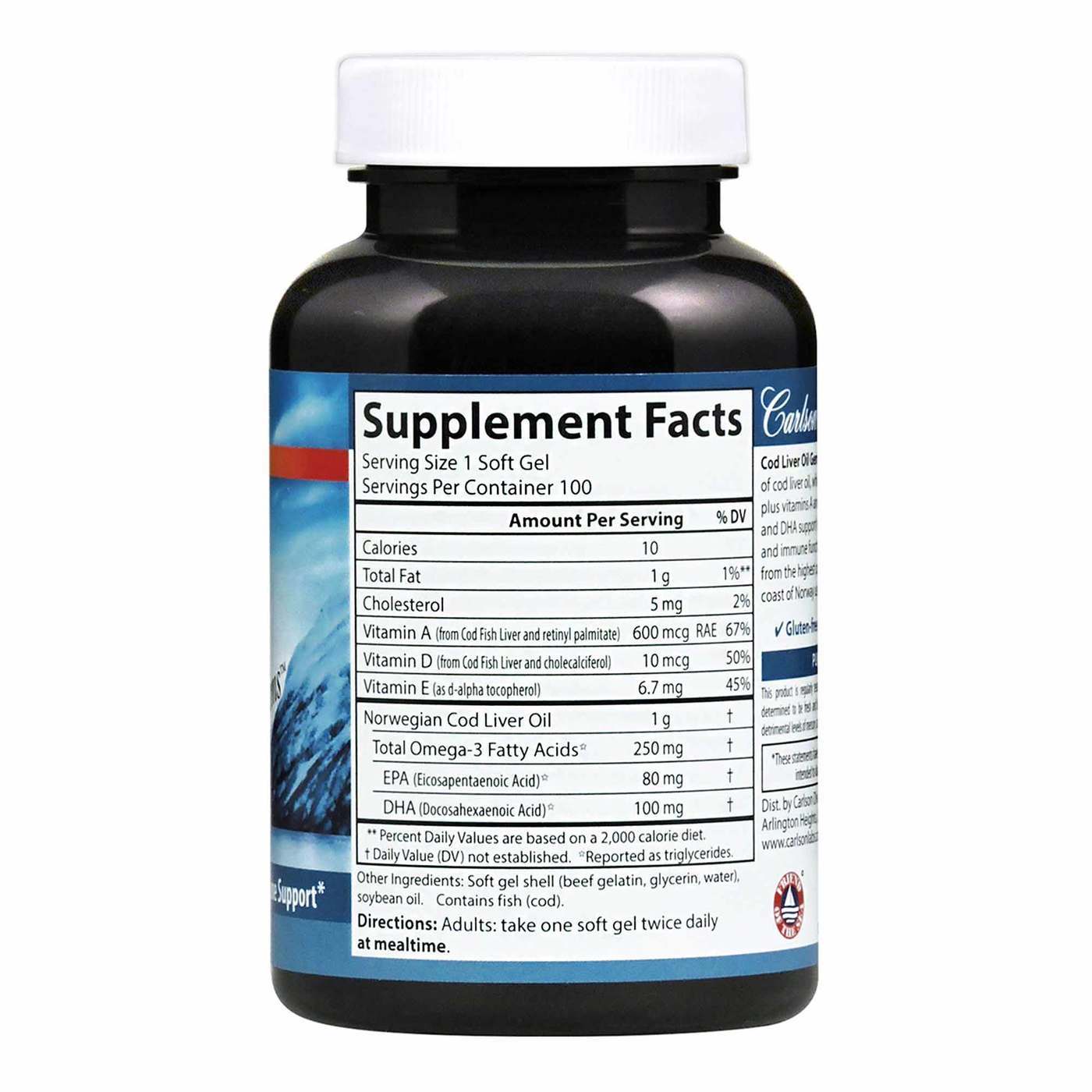 Comprar Carlson Labs, Super Óleo de Fígado de Bacalhau 1,000 mg - 100 Cápsulas em Gel - Imagem 2