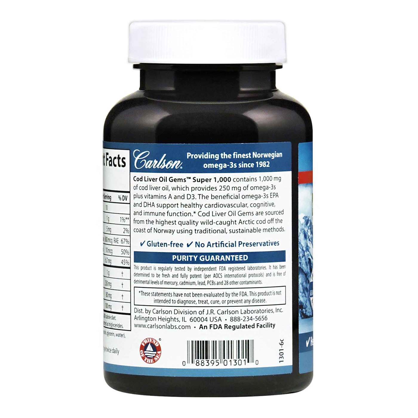 Comprar Carlson Labs, Super Óleo de Fígado de Bacalhau 1,000 mg - 100 Cápsulas em Gel - Imagem 3