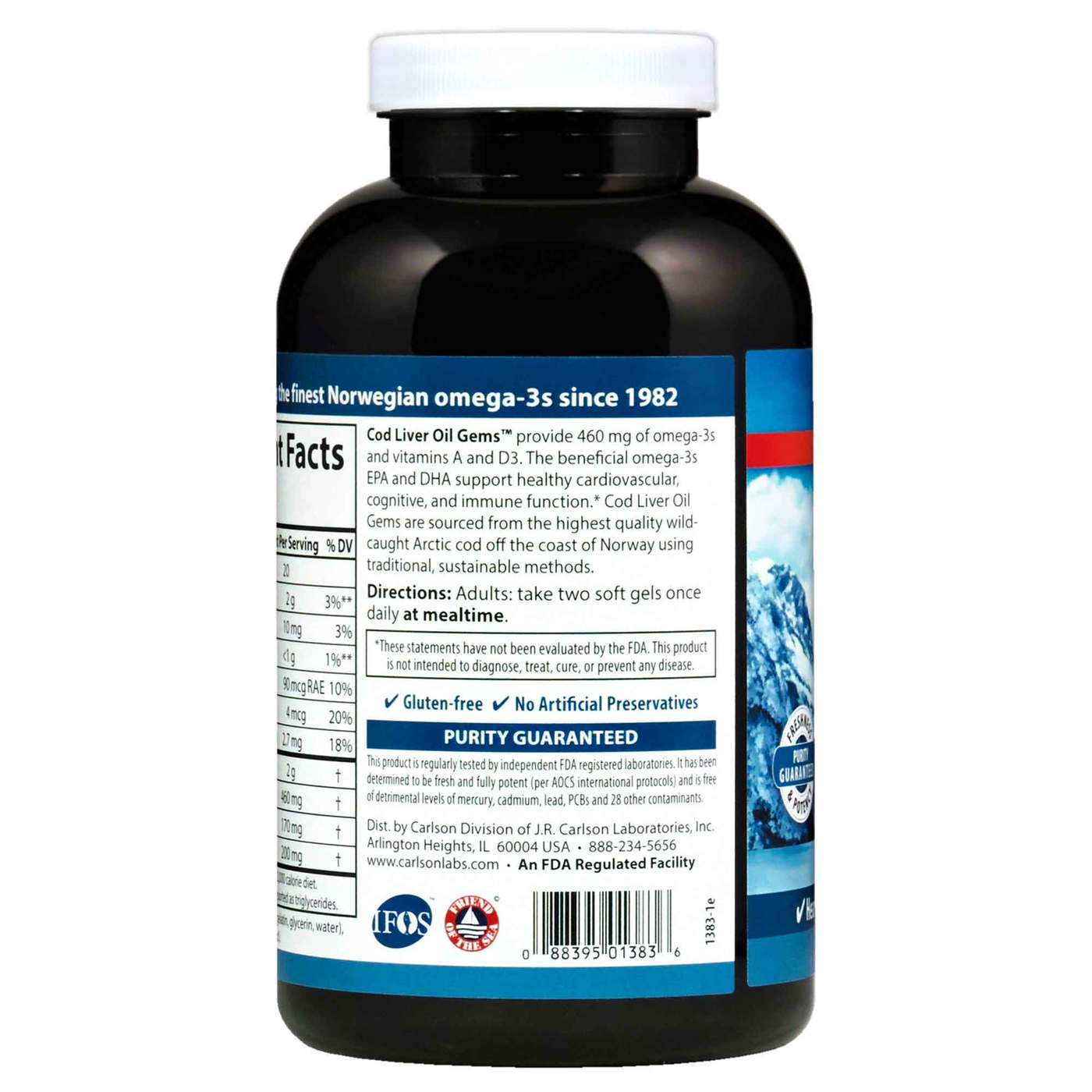 Comprar Carlson Labs, Óleo de Fígado de Bacalhau 1,000 mg, Limão Suave - 300 Cápsulas em Gel - Imagem 3