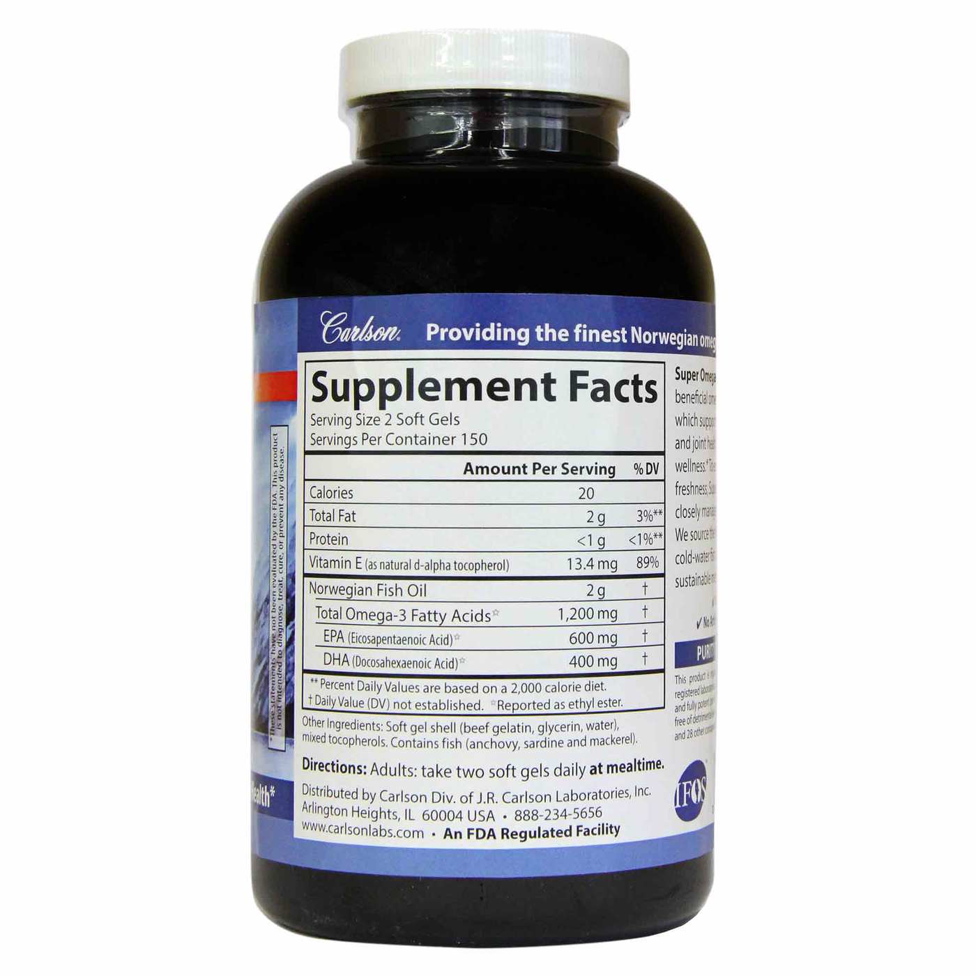 Comprar Carlson Labs Super Ómega-3 Gems - 1200 mg - 300 Cápsulas em Gel - Imagem 2