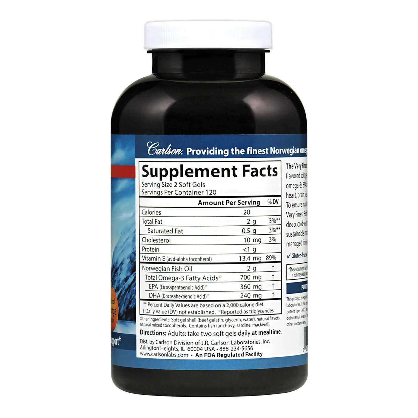 Comprar Carlson Labs The Very Finest Óleo de Peixe, laranja - 1,000 mg - 240 Cápsulas em Gel - Imagem 2