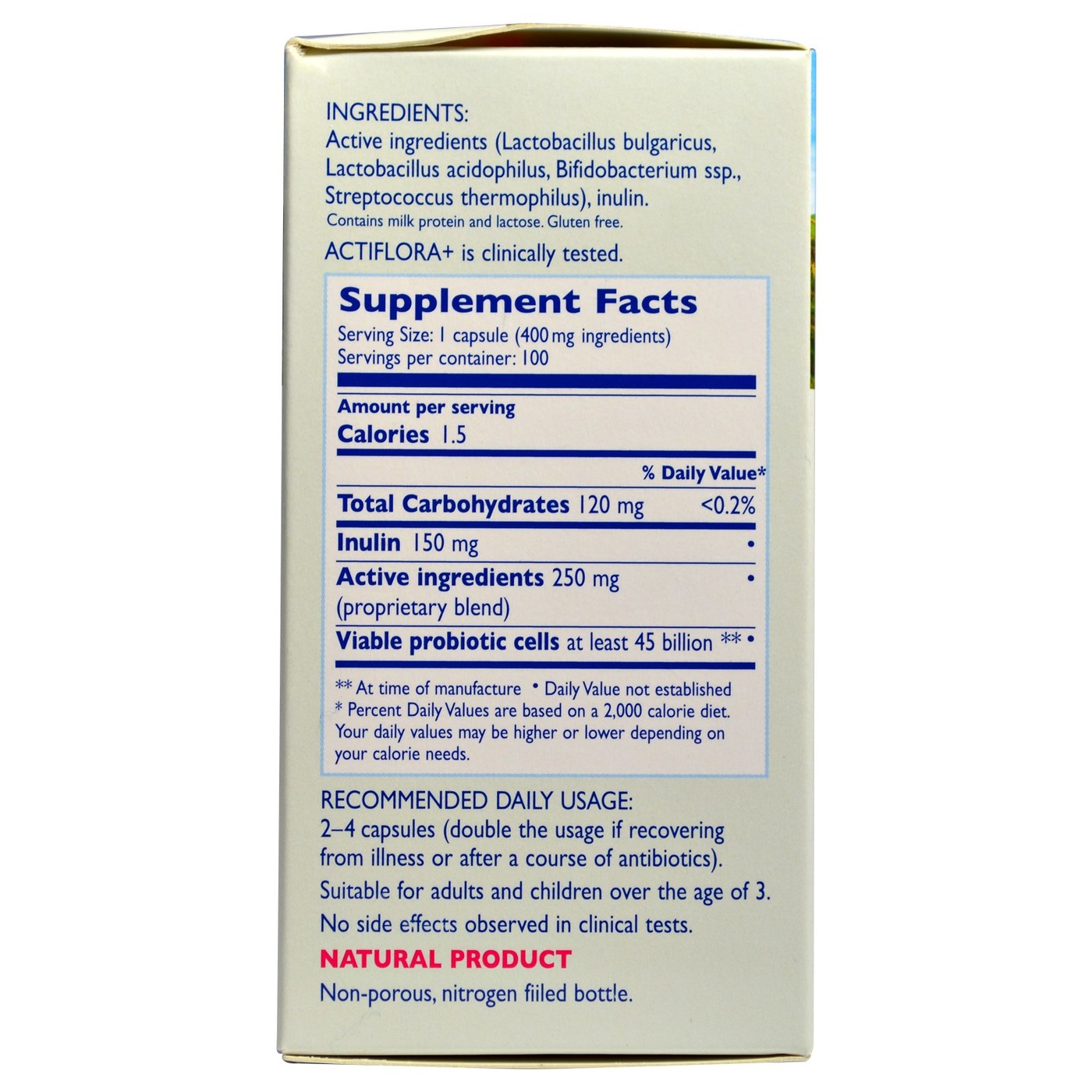 Comprar Kendy USA, ActiFlora® - Prebiótico / Probiótico - 100 Cápsulas - Imagem 2