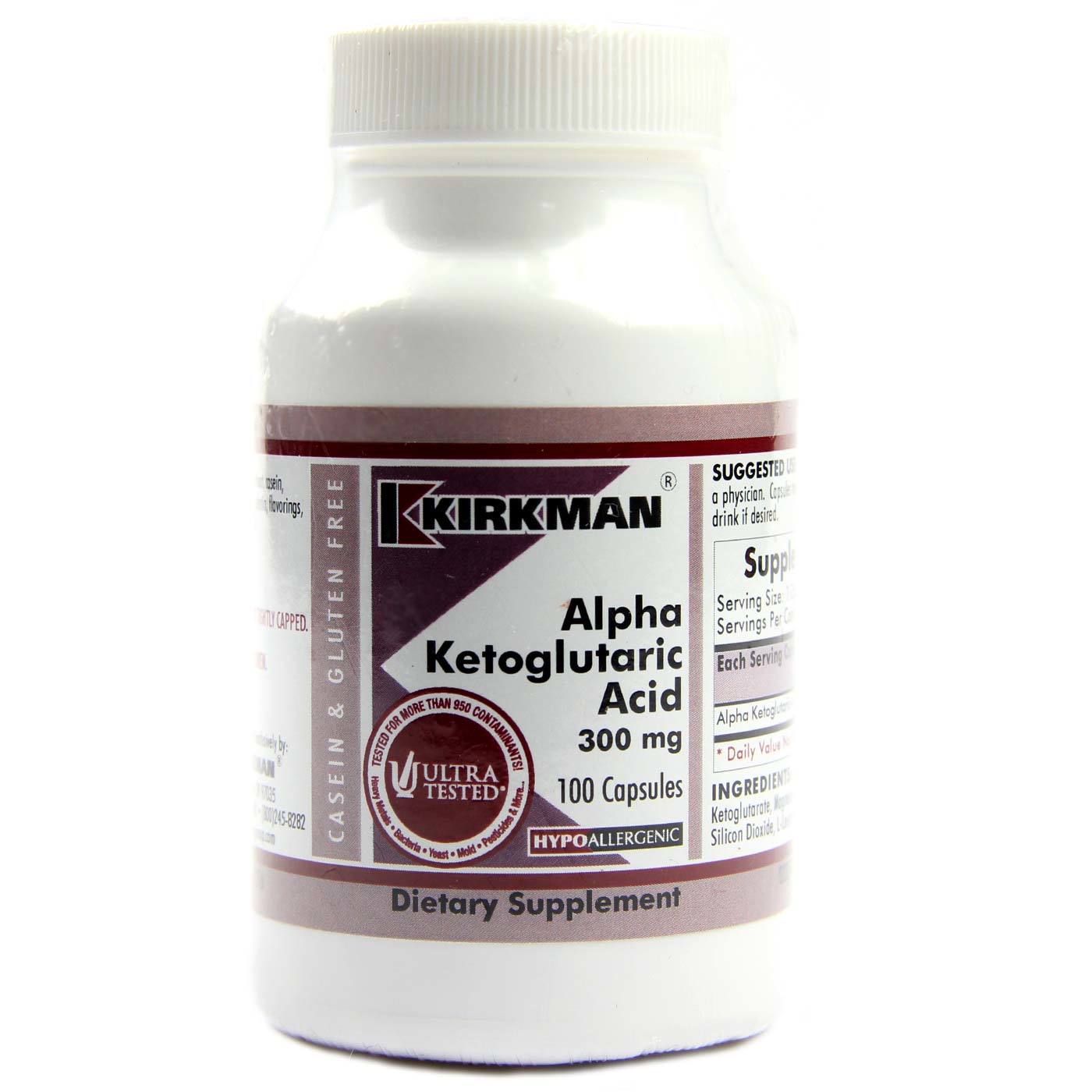 Comprar Kirkman Labs, Ácido Alfa-Cetoglutárico 300 mg, Hipoalergênico - 100 Cápsulas Vegetarianas