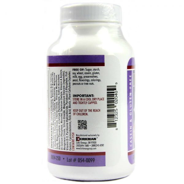 Comprar Kirkman Labs, Multivitamínico Diário, Hipoalergênico - 250 Cápsulas Vegetarianas - Imagem 4