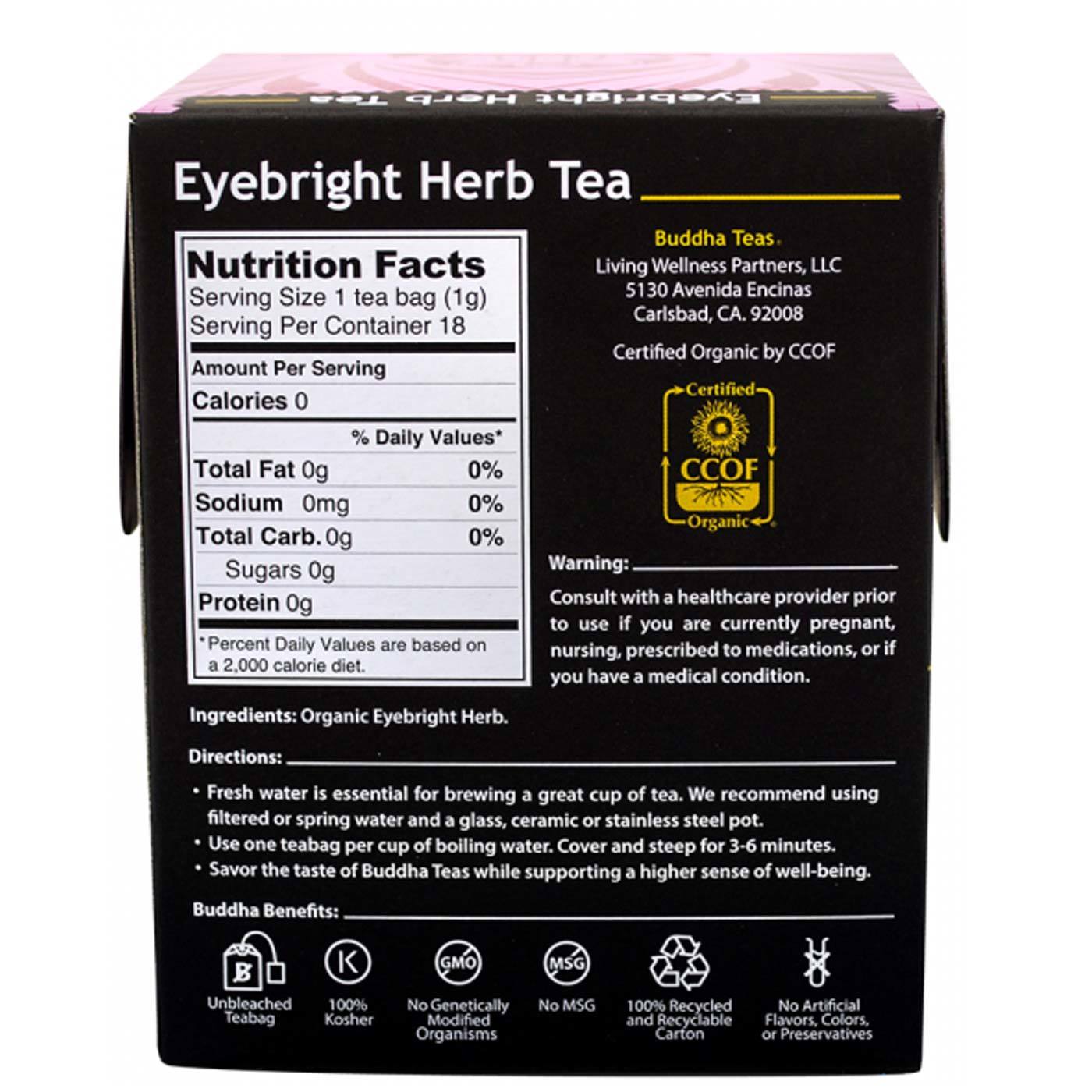 Comprar Buddha Teas, Chá de ervas - Erva Eufrásia - 18 Saquinhos - Imagem 2