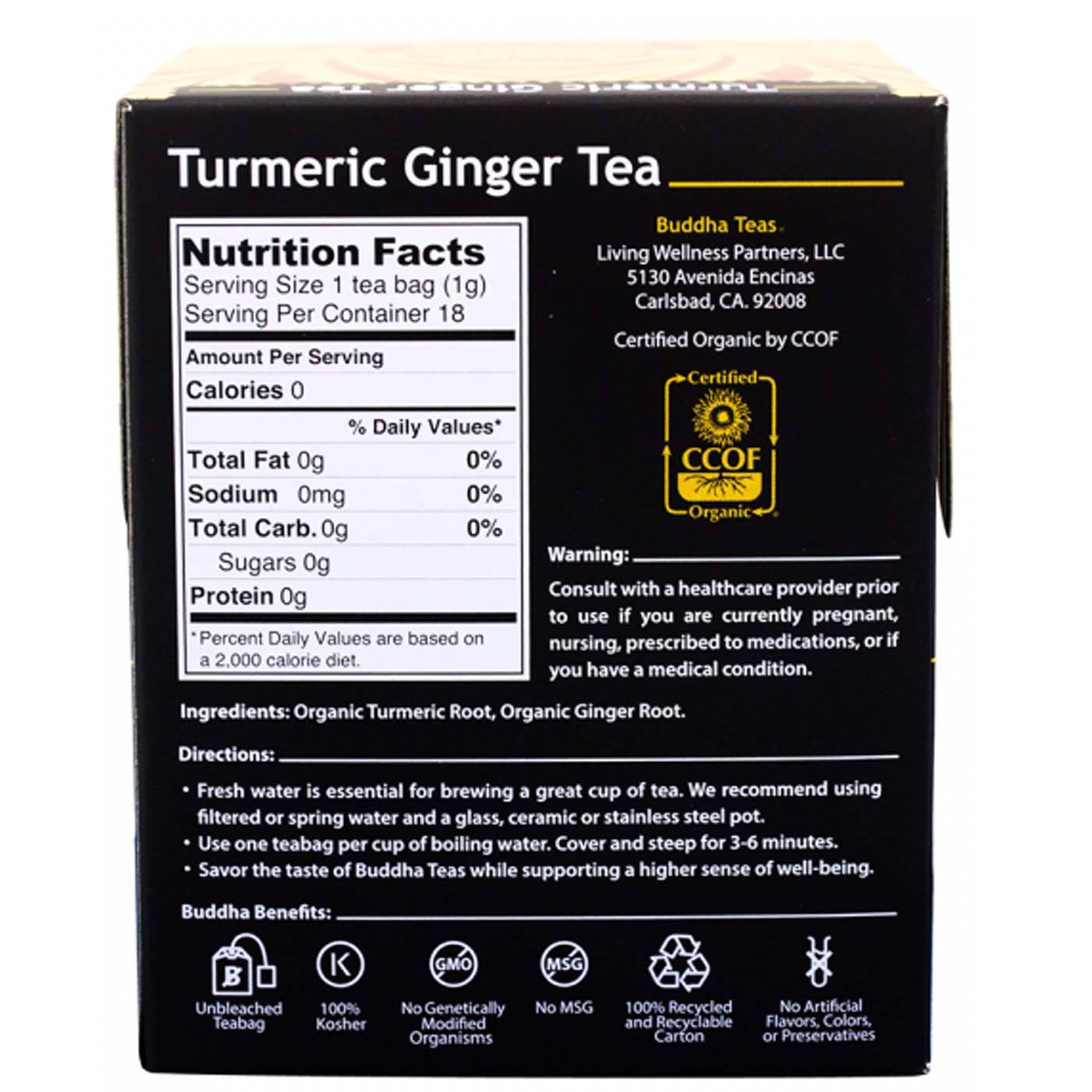 Comprar Buddha Teas Herbal Tea Chá de Açafrão e Gengibre - 18 Saquinhos de Chá - Imagem 2