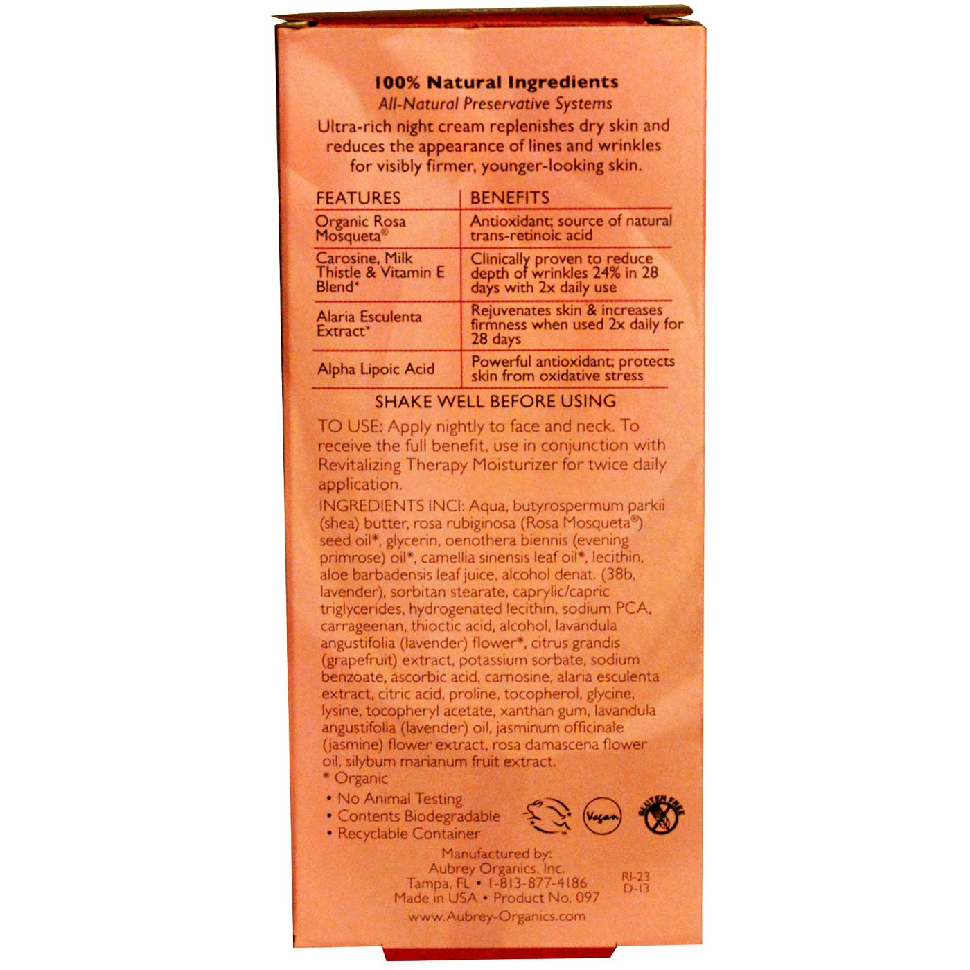 Comprar Aubrey Orgânicos Revitalizing Therapy Night Creme - 1 fl oz - Imagem 2