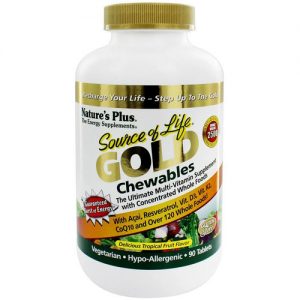 Comprar Nature's Plus, Multivitamínico Source Of Life Gold®, Fruta Tropical - 90 Tabletes Mastigáveis