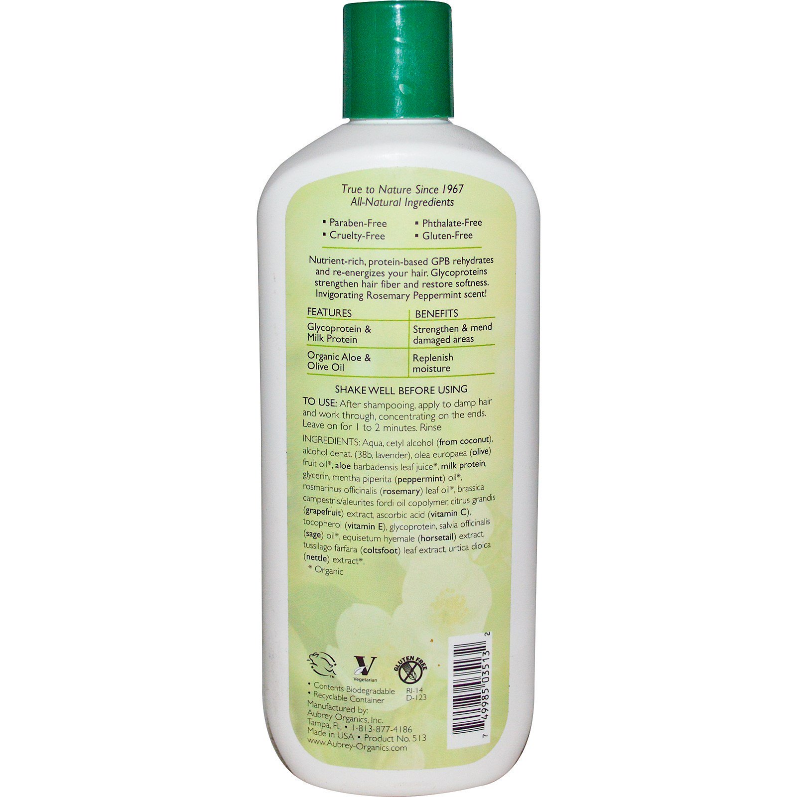 Comprar Aubrey Organics, Condicionador de Proteção Balanceadora GPB, Ameixa de Alecrim, Normal, 11 onças (325 ml) - Imagem 2