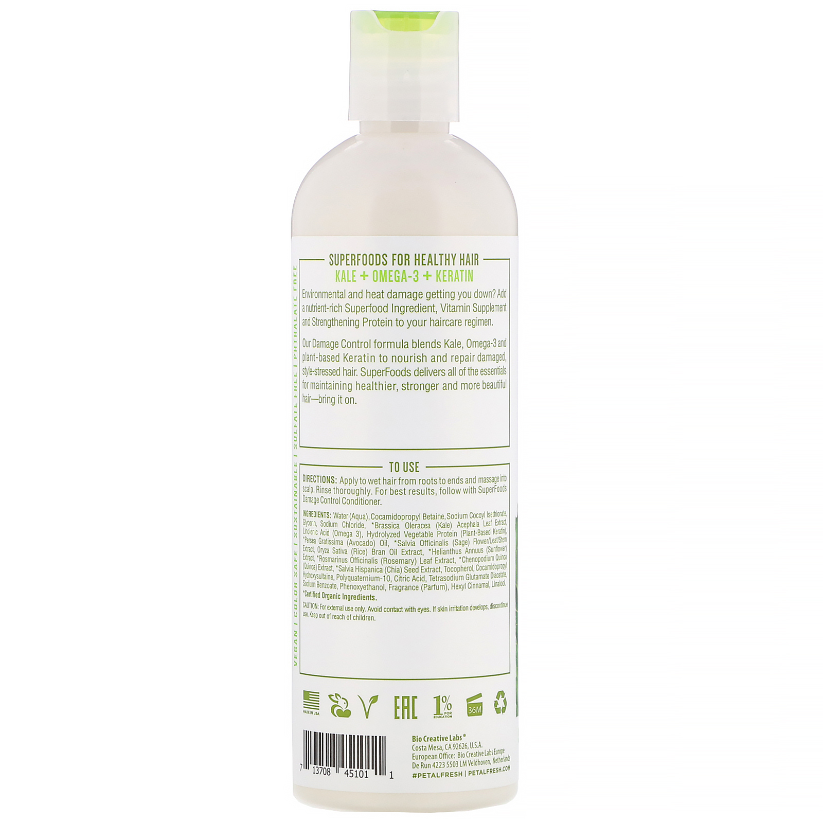 Comprar Petal Fresh, Pure, SuperFoods, Damage Control Shampoo, Kale, Omega 3 & Keratin, 12 fl oz (355 ml) - Imagem 2