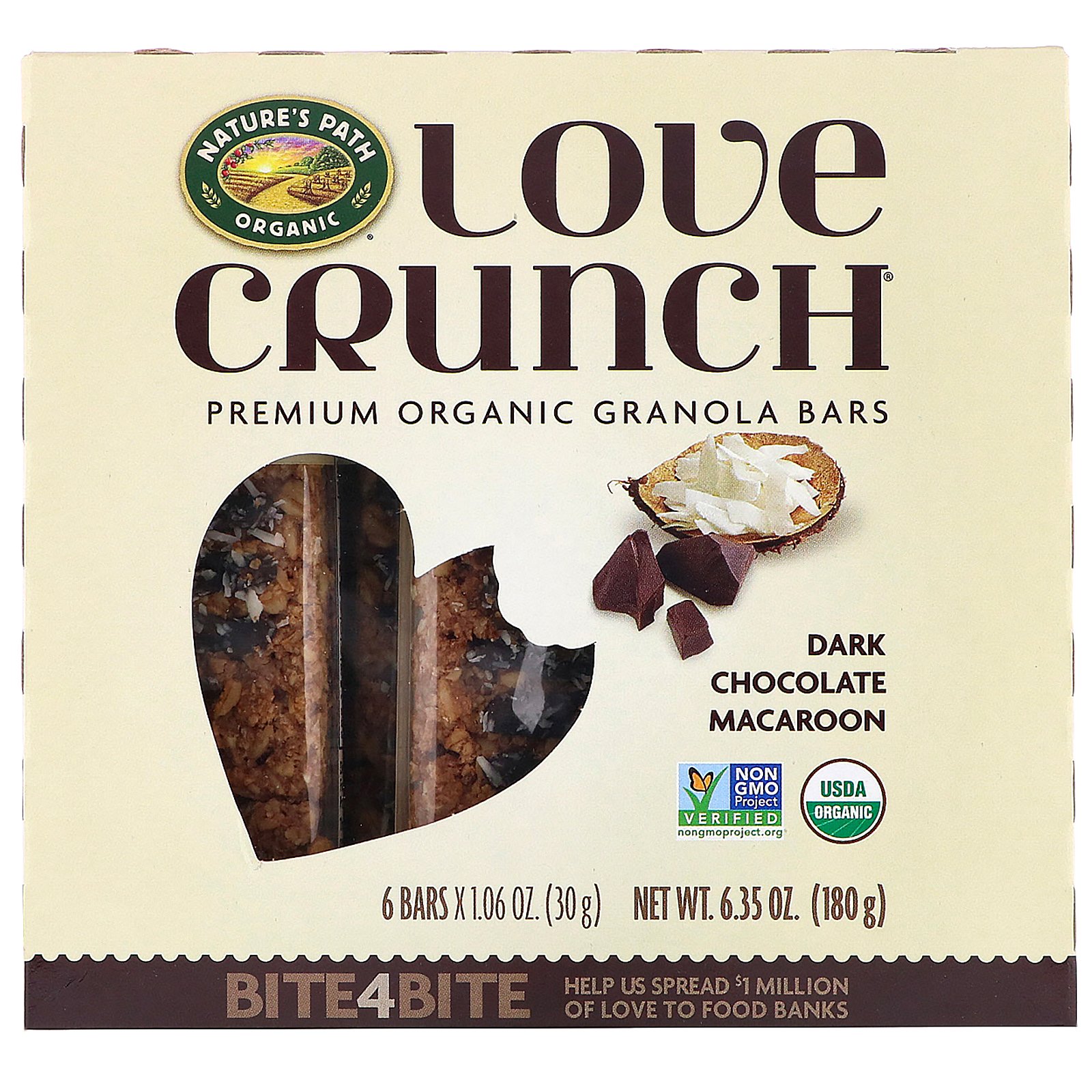 Comprar Nature's Path, Love Crunch, Barras de Granola Orgânica Premium, Macaroon de Chocolate Amargo, 6 Barras, 30 g (1,06 oz) Cada