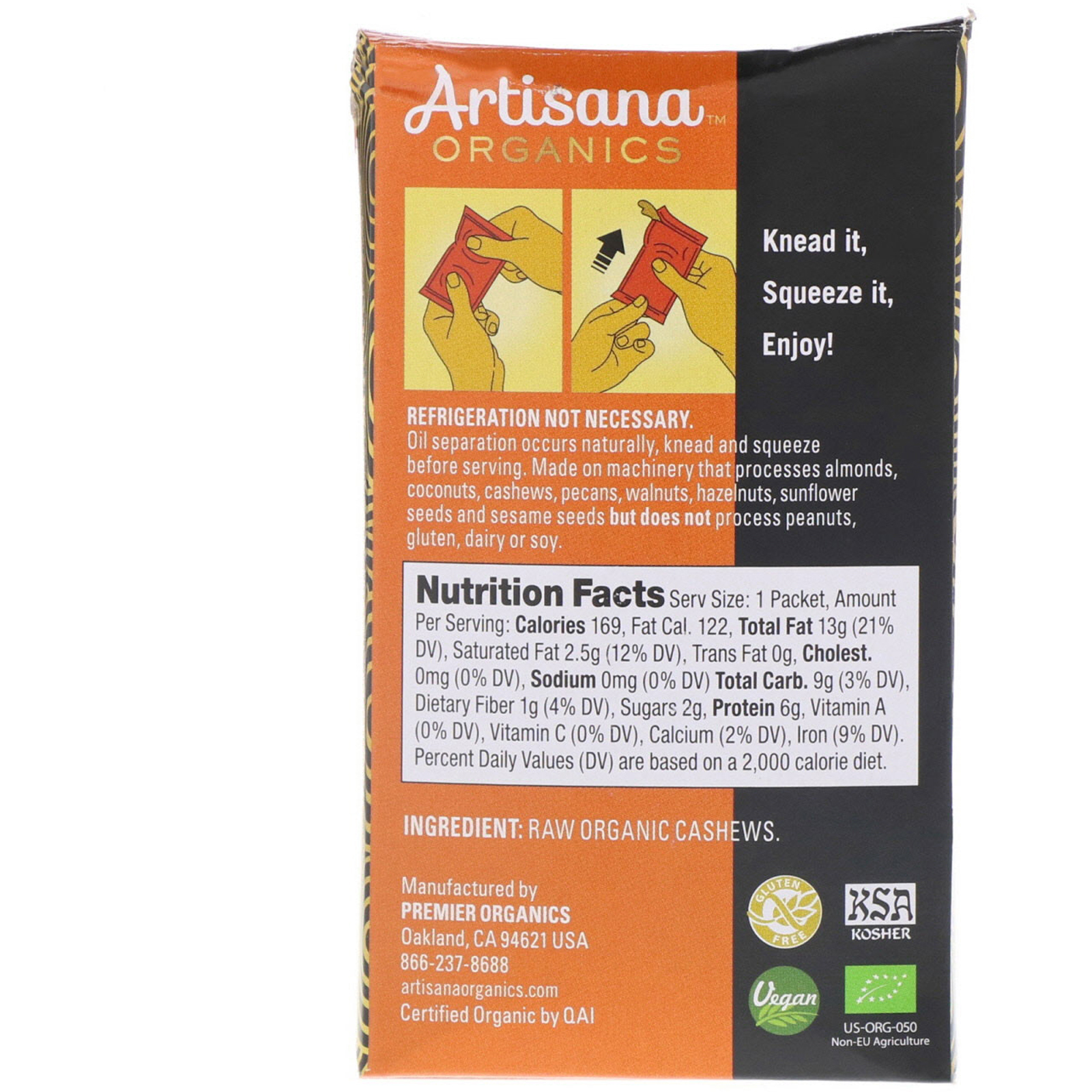 Comprar Artisana, Manteiga Orgânica Pura de Castanha de Caju, 10 Sachês, 1.06 oz (30,05 g) Cada - Imagem 3