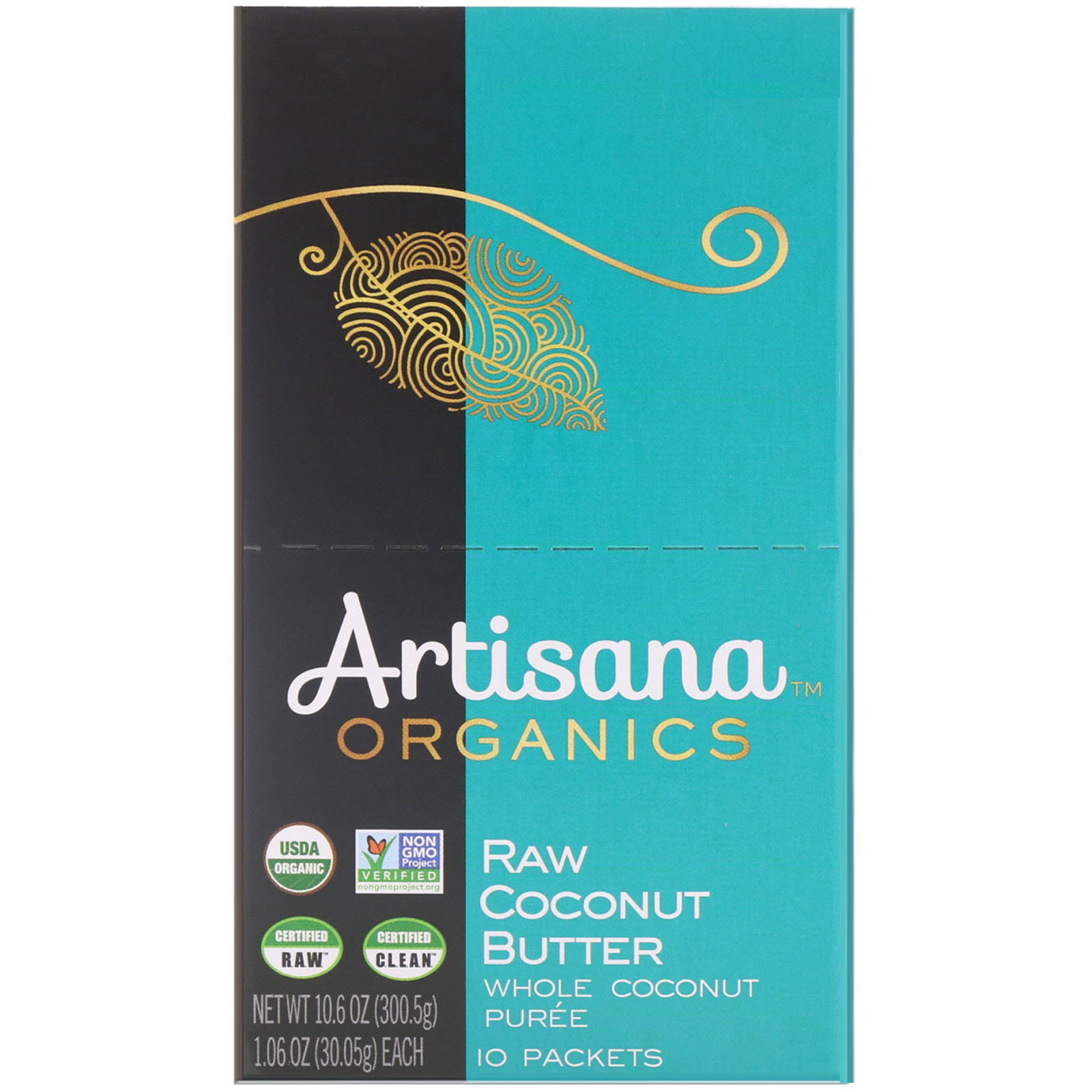 Comprar Artisana, Manteiga Orgânica de Côco Cru, 10 Sachês, 1.06 oz (30,05 g) Cada - Imagem 2