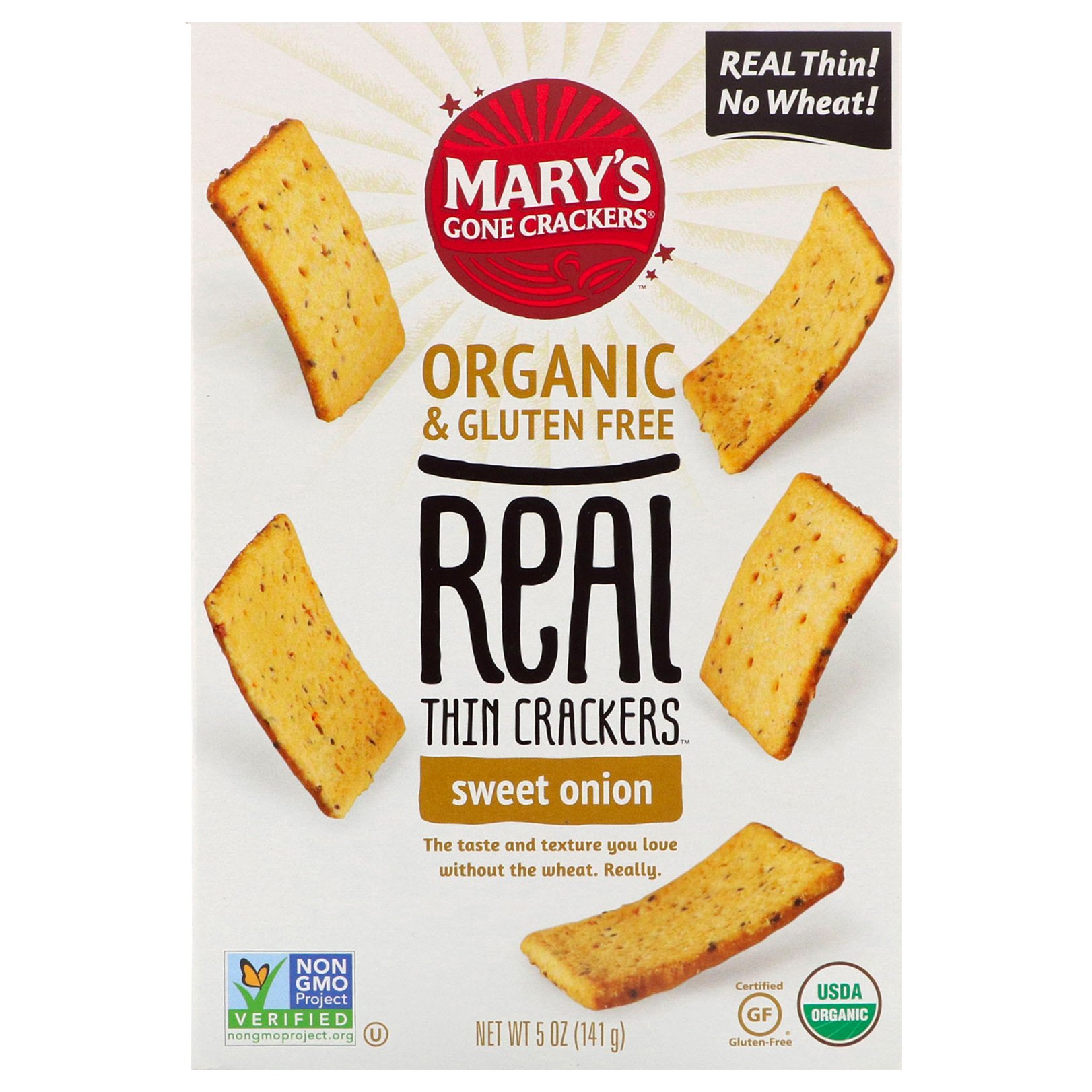 Comprar Mary's Gone Crackers, Real Thin Crackers, Cebola, 5 oz (141 g)