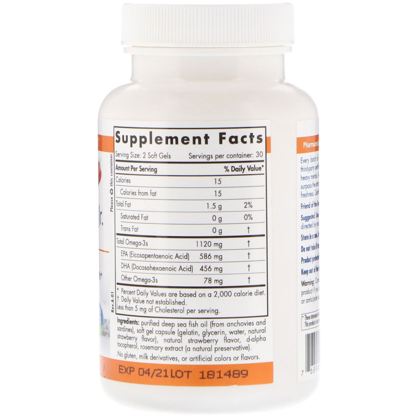 Comprar Nordic Naturals, ProOmega 2000 Jr., Morango, 650 mg, 60 Cápsulas Gelatinosas - Imagem 2