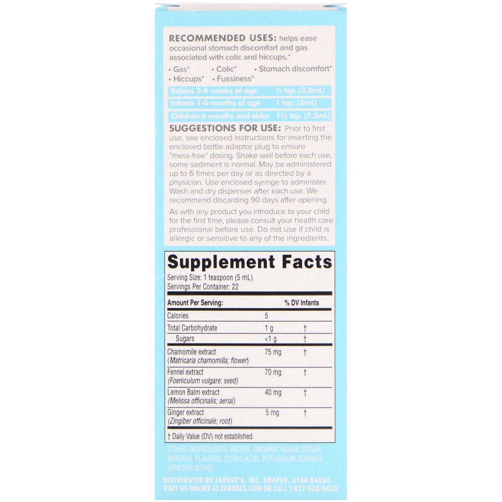 Comprar Zarbee's, Bebês, Água para Queixas, 118 ml (4 fl oz) - Imagem 2