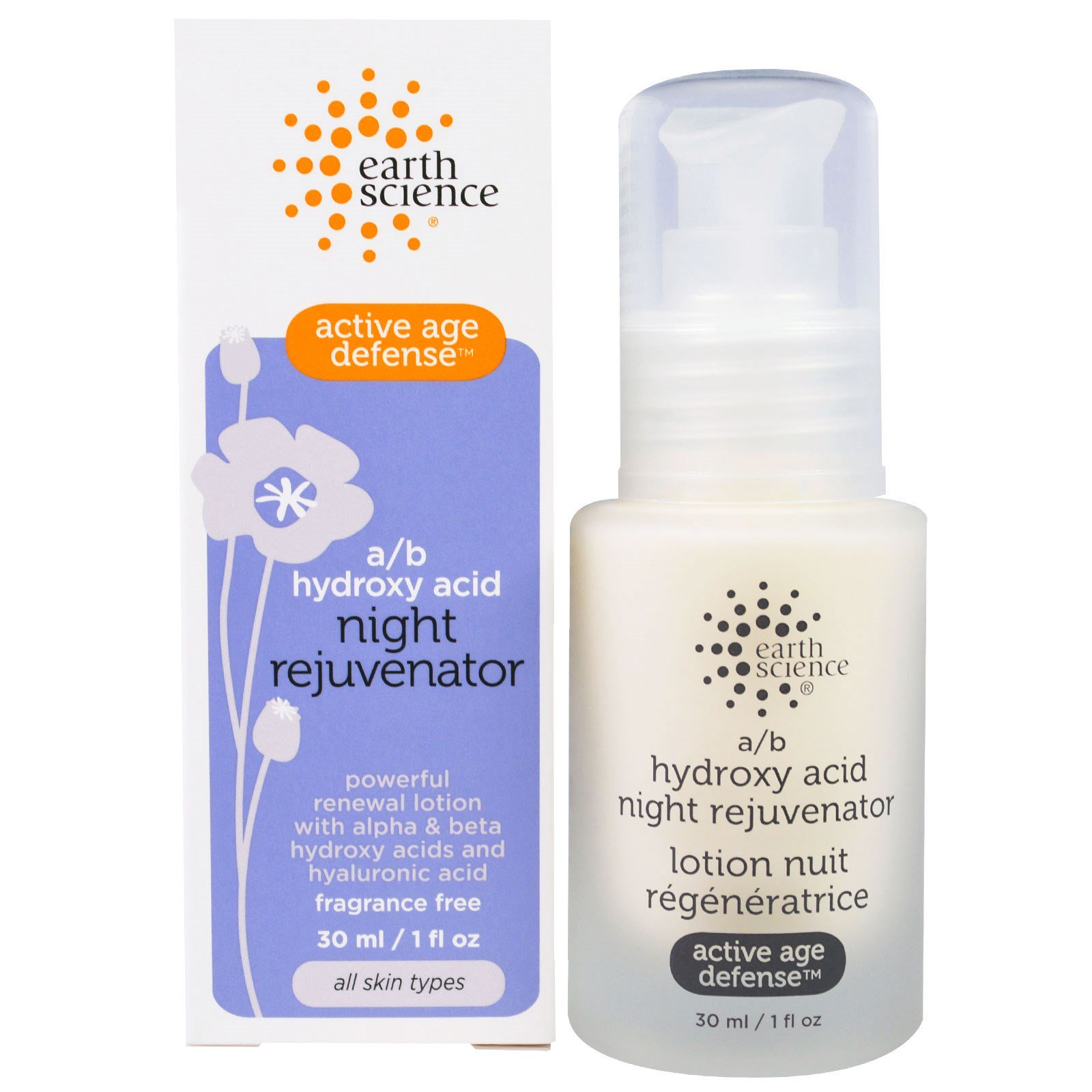 Comprar Earth Science, Active Age Defense, Rejuvenescedor Noturno A/B de Ácido Hidroxi, 30 ml (1 fl oz)
