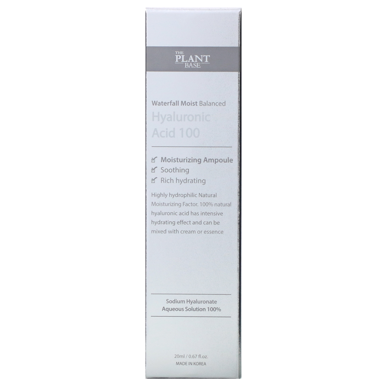Comprar The Plant Base, Waterfall Moist Balanced, Ácido Hialurônico 100, 20 ml (0,67 fl oz) - Imagem 2