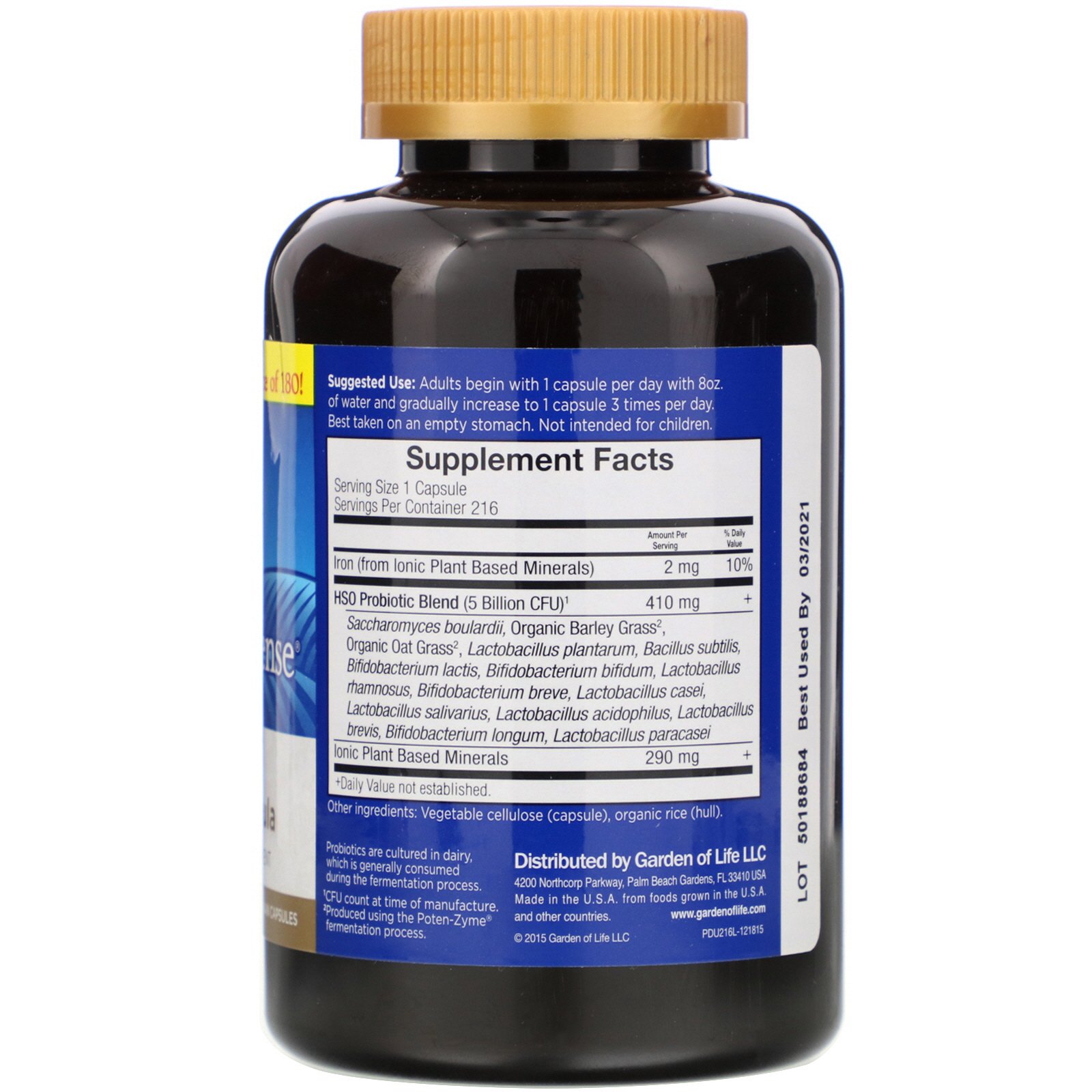 Comprar Garden of Life, Primal Defense, Ultra, Fórmula Probiótica Final, 216 Cápsulas Vegetais UltraZorbe - Imagem 2
