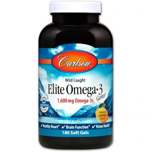 Comprar Carlson Labs, Peixe Selvagem, Elite Omega-3 Gems, Sabor Natural de Limão, 1600 mg, 180 Cápsulas de Softgel