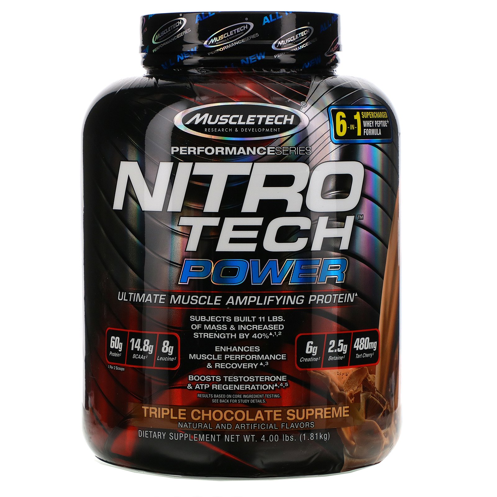 Comprar Muscletech, Nitro Tech Power, Proteína de Soro de Leite com Amplificação Muscular Definitiva, Triple Chocolate Supreme, 1,81 kg (4,00 lbs)