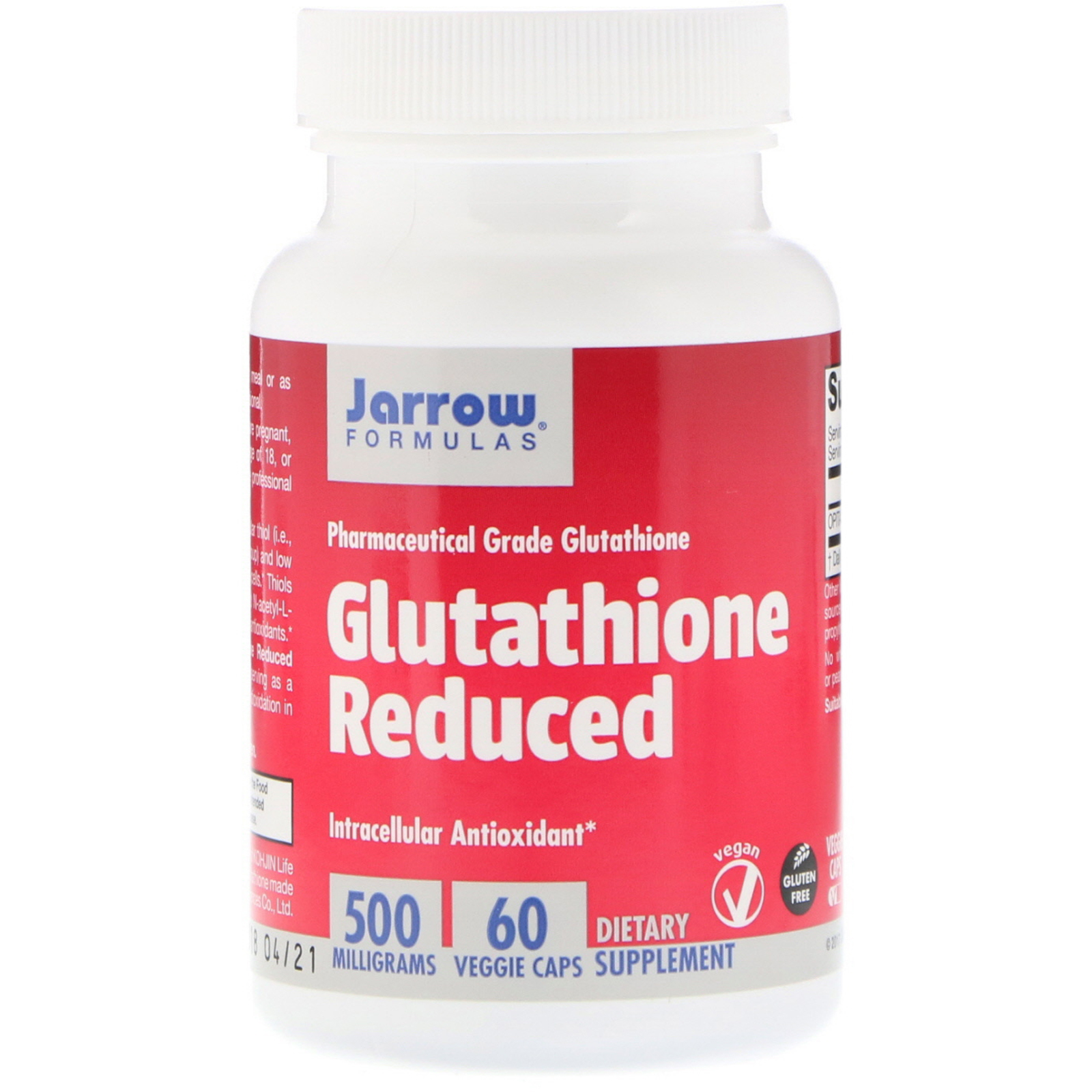 Comprar Jarrow Formulas, Glutationa Reduzida, 500 mg, 60 Cápsulas Vegetais