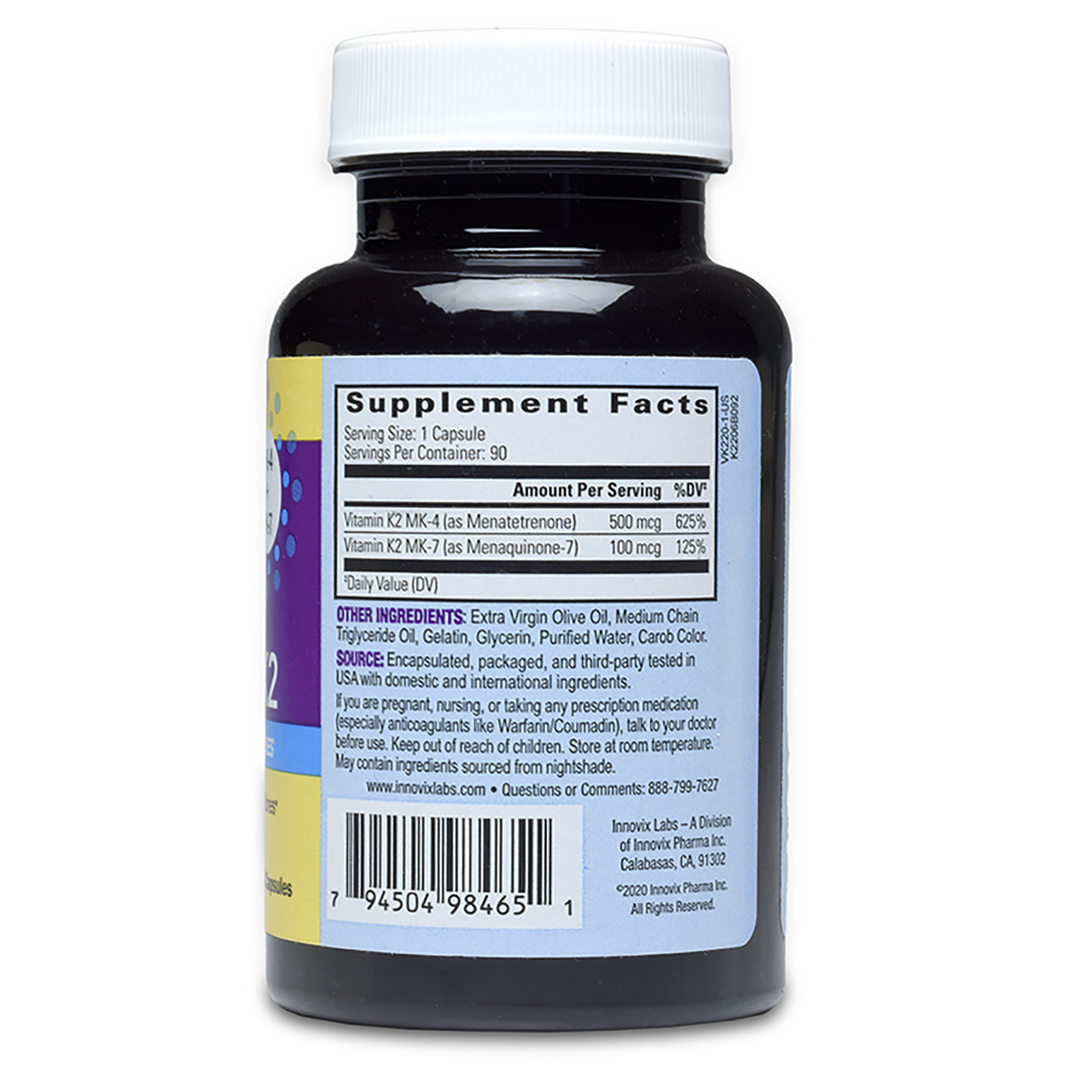 Comprar InnovixLabs, Vitamina K2 de Espectro Completo, 90 Cápsulas - Imagem 2