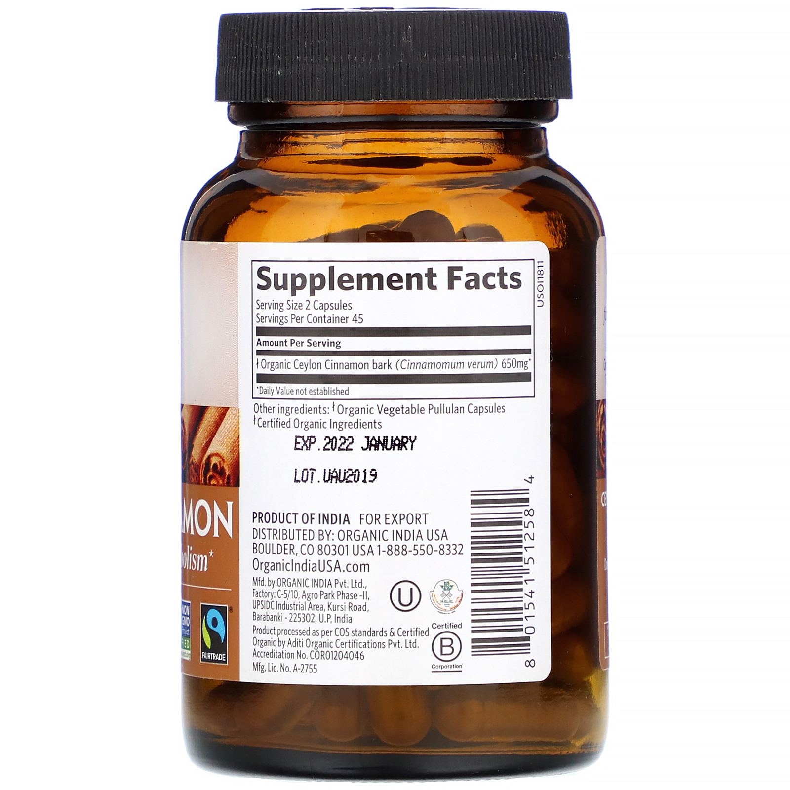 Comprar Organic India, Ceylon Cinnamon, 90 Vegetarian Caps - Imagem 2