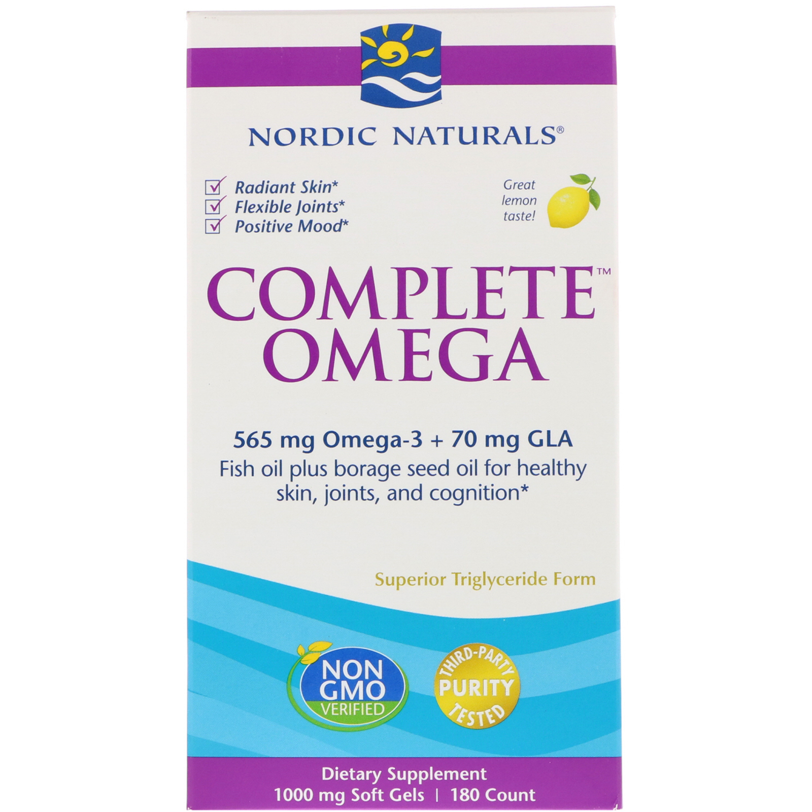 Comprar Nordic Naturals, Complete Omega, Limão, 1000 mg, 180 Cápsulas Gelatinosas