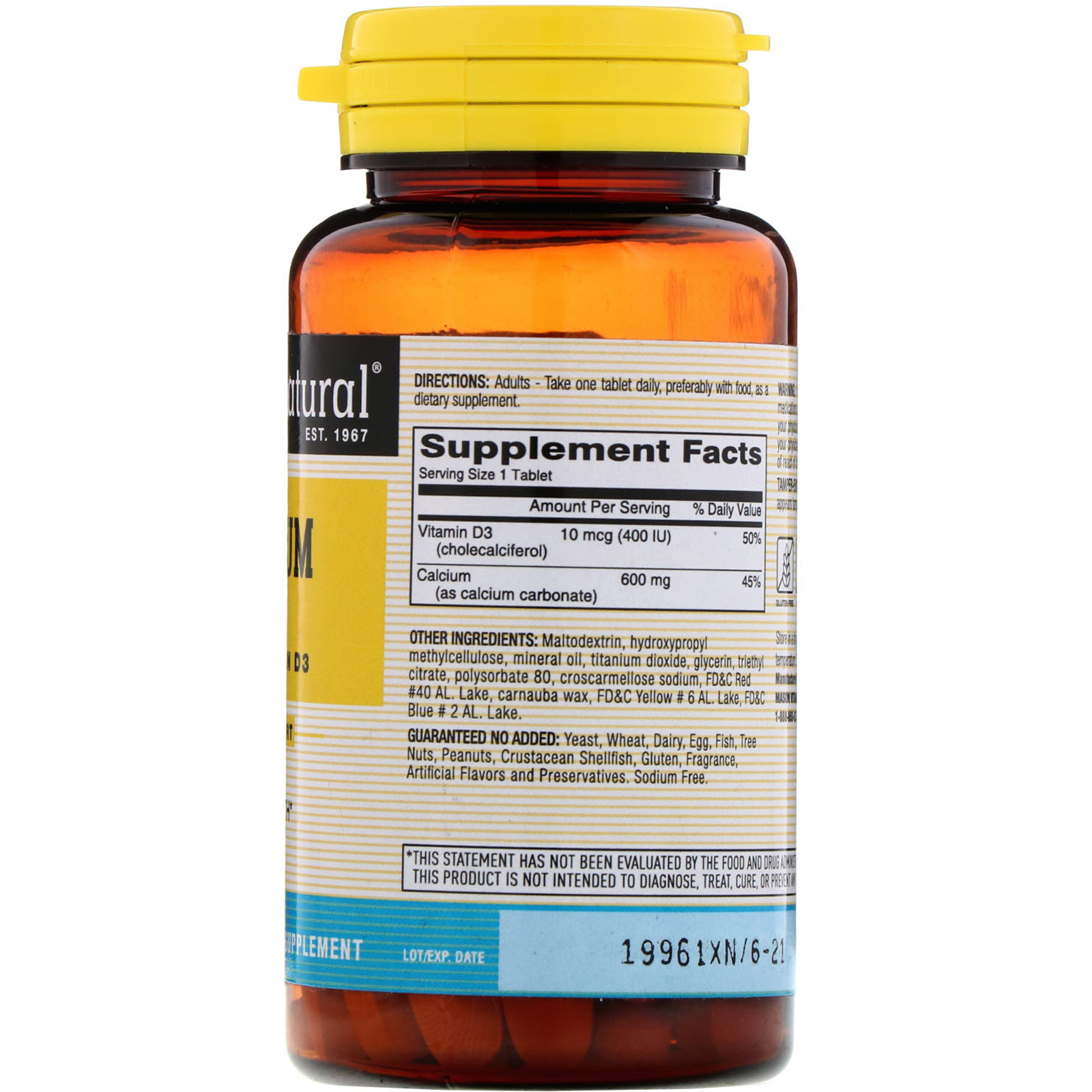 Comprar Mason Natural, Calcium Plus Vitamin D3, 600 mg, 60 Tablets - Imagem 2
