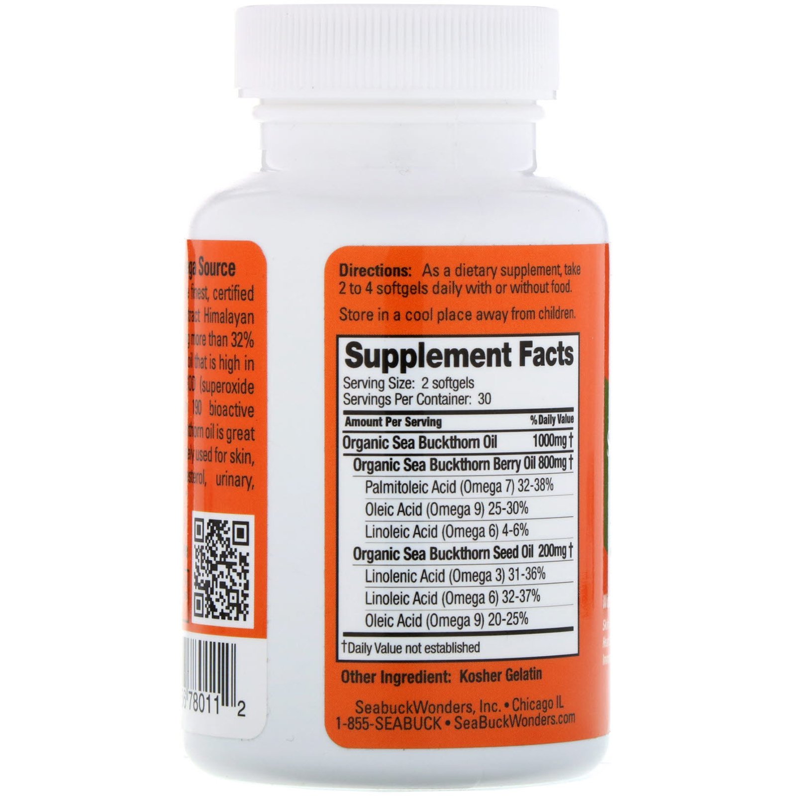 Comprar SeaBuckWonders, Omega-7 Complete, Sea Buckthorn Oil Blend, 500 mg, 60 Cápsulas Softgel - Imagem 2