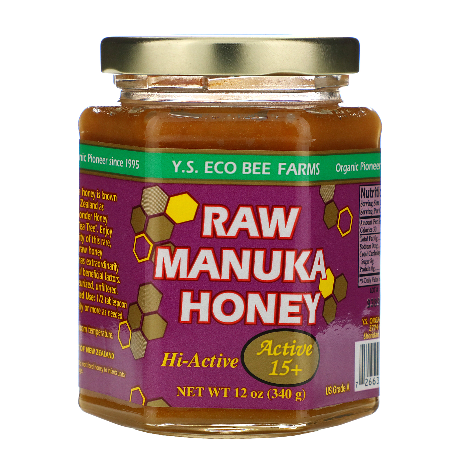 Comprar Y.S. Eco Bee Farms, Mel Manuka Puro, Ativo 15+, 340 g (12 oz)